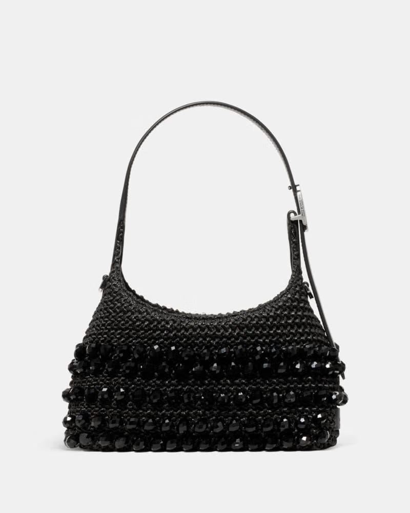 KateSpade 454 Straw Mini Crossbody Bag Black