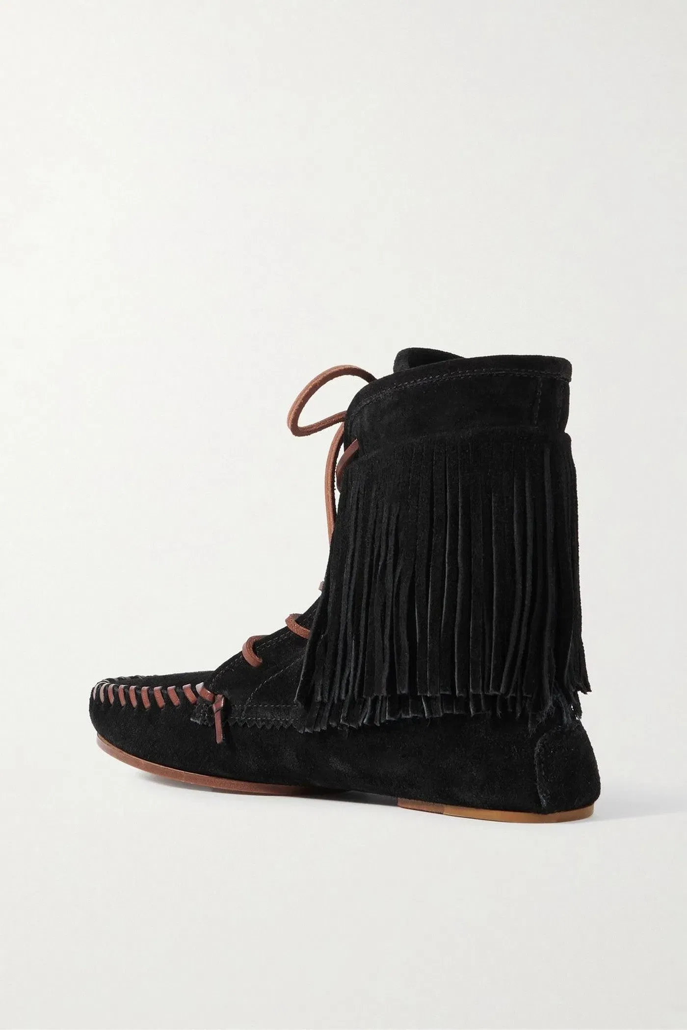 Paris Texas Indiana Fringed Suede Ankle Boots Black Women's