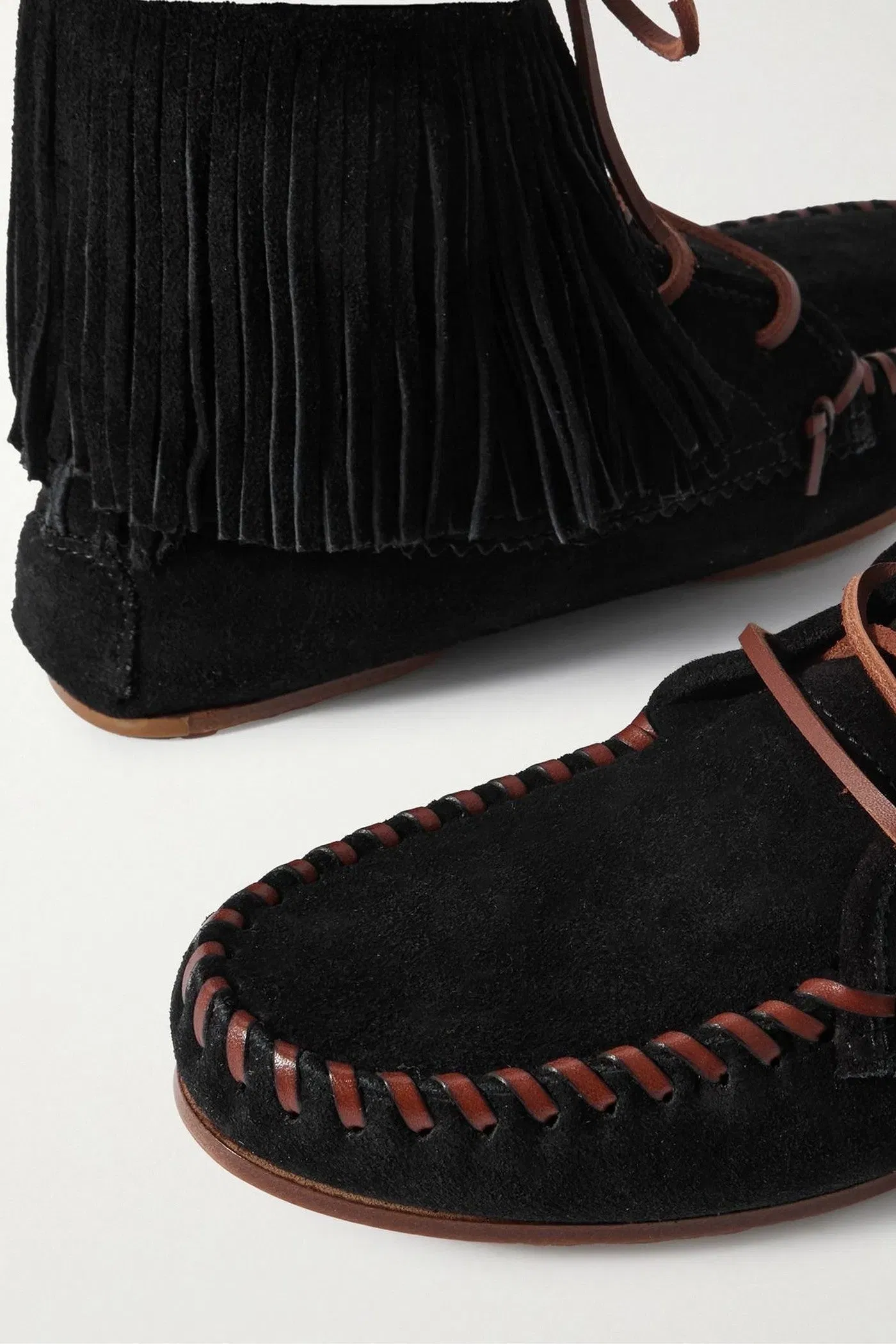 Paris Texas Indiana Fringed Suede Ankle Boots Black Women's