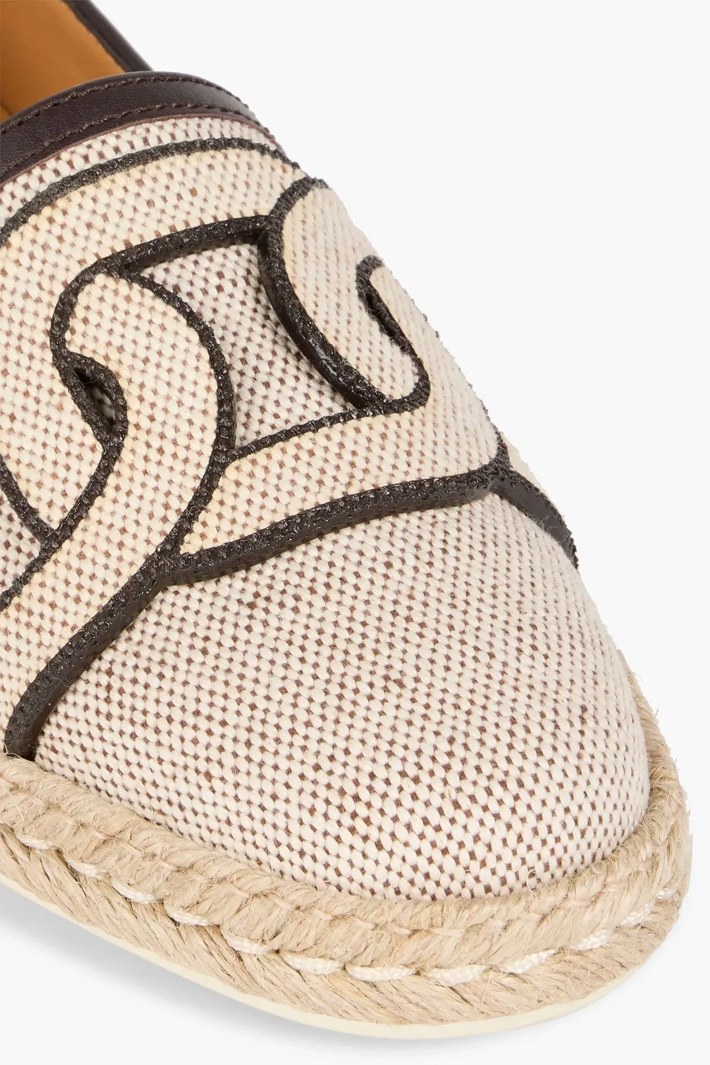 Tod's Leather-Trimmed Canvas Espadrilles Beige Women's