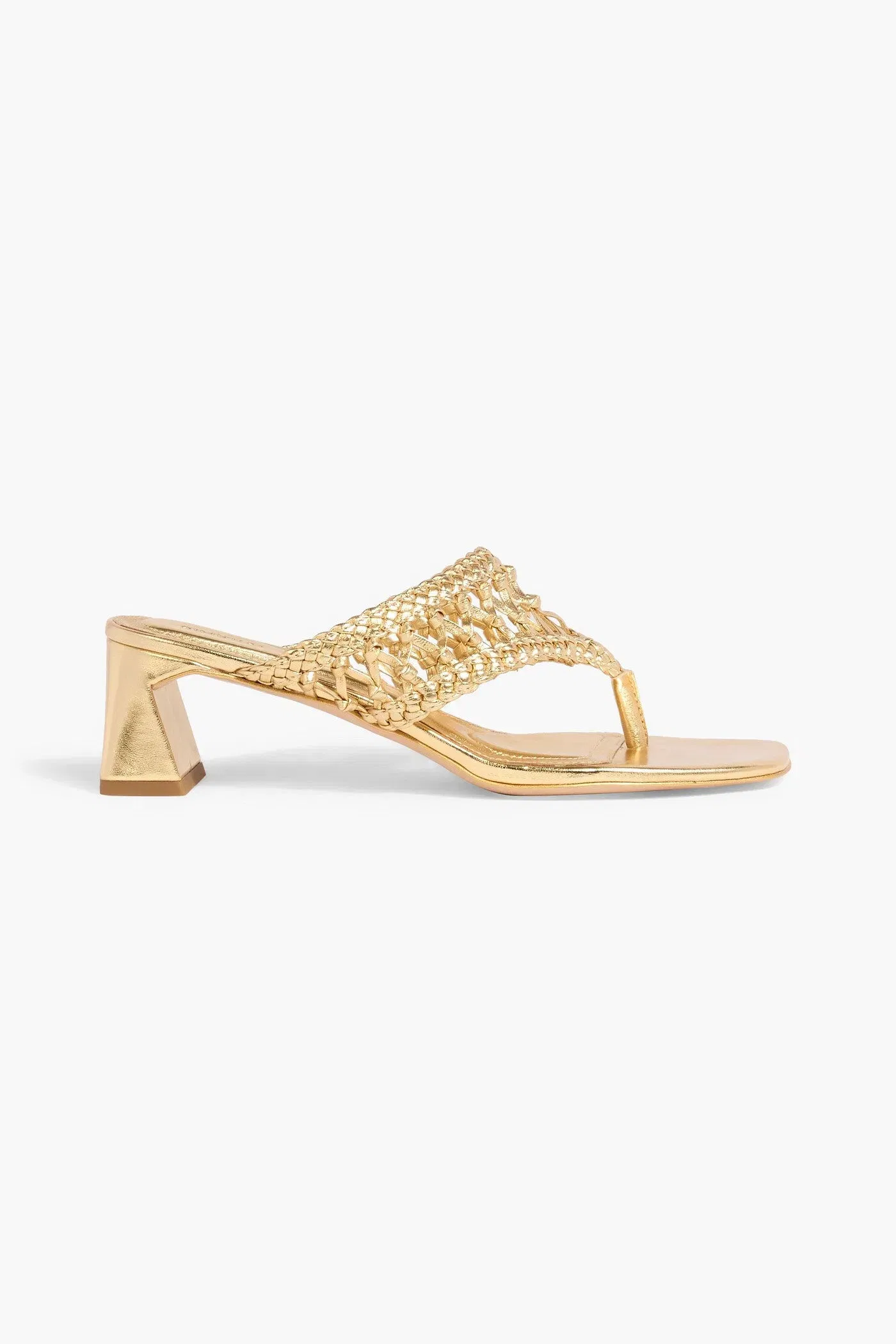 Simkhai Alia Metallic Woven Leather Mules Gold Women's