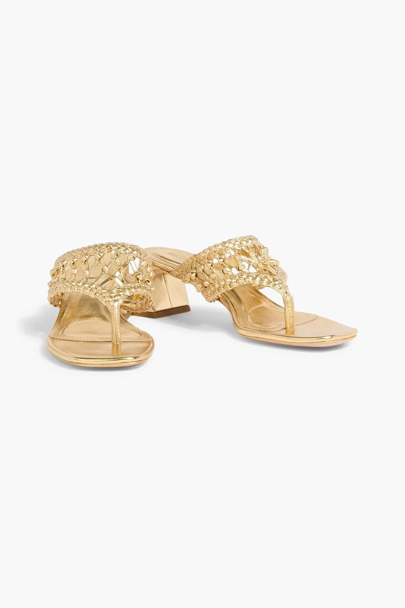 Simkhai Alia Metallic Woven Leather Mules Gold Women's