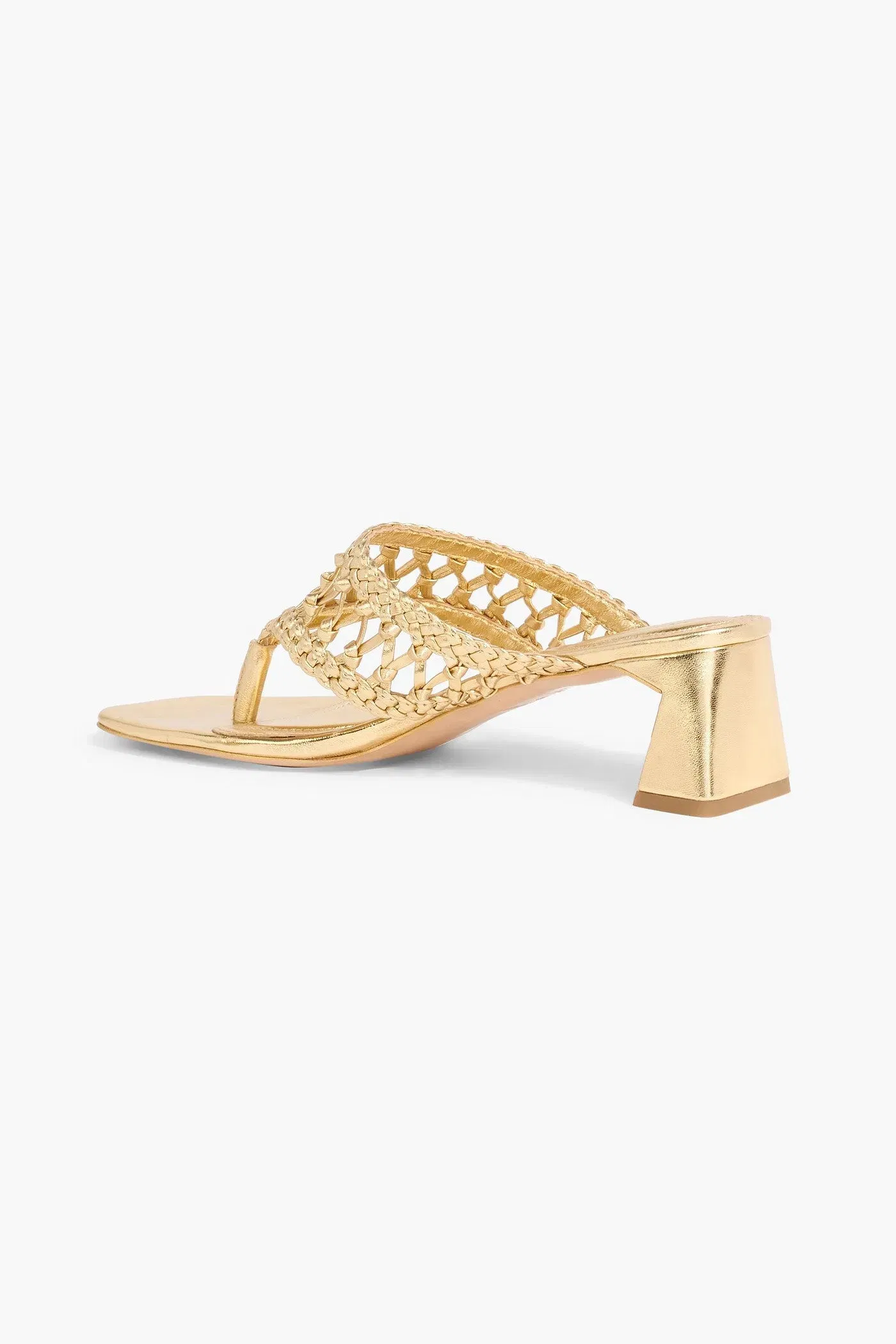 Simkhai Alia Metallic Woven Leather Mules Gold Women's