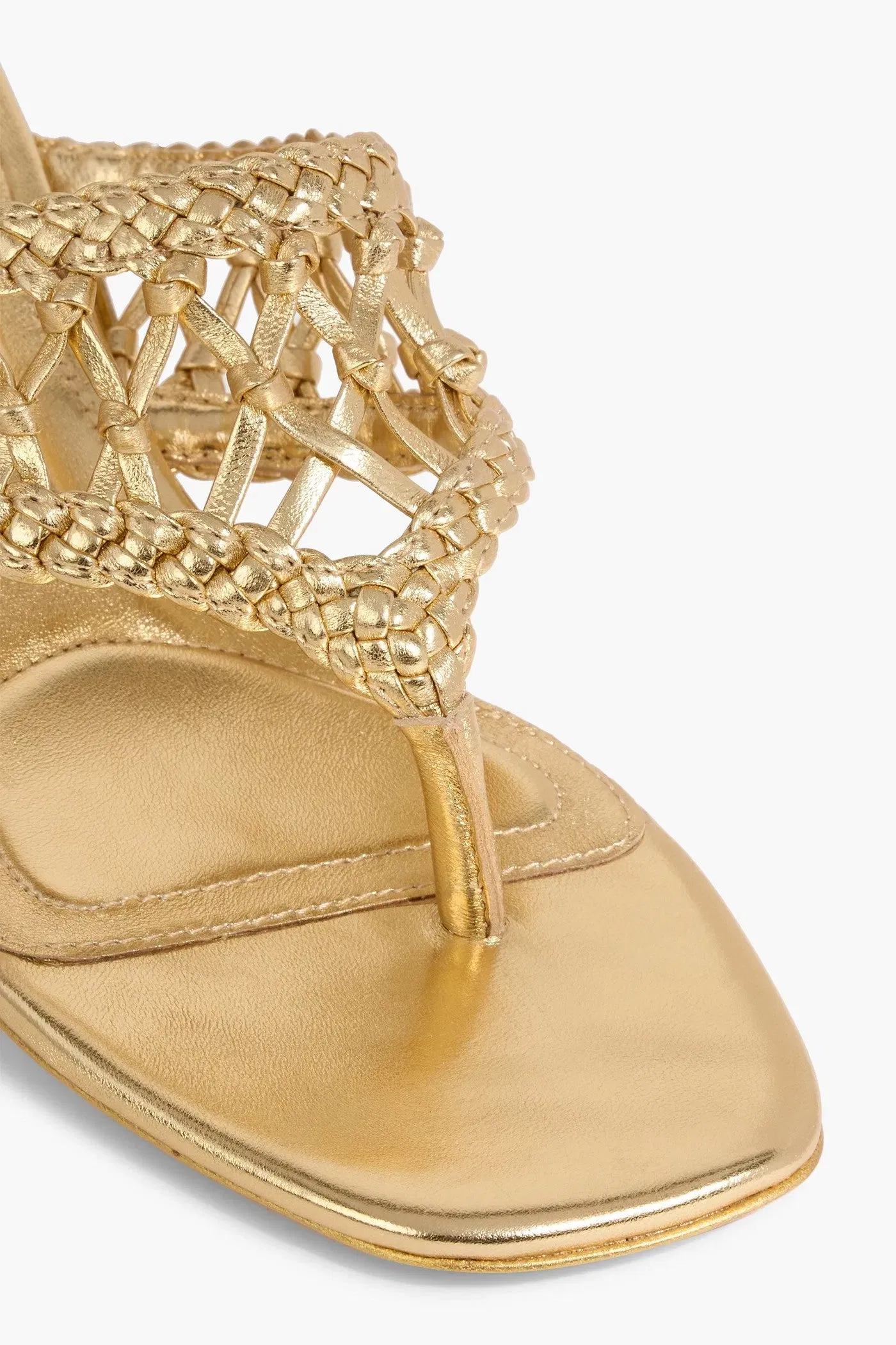 Simkhai Alia Metallic Woven Leather Mules Gold Women's