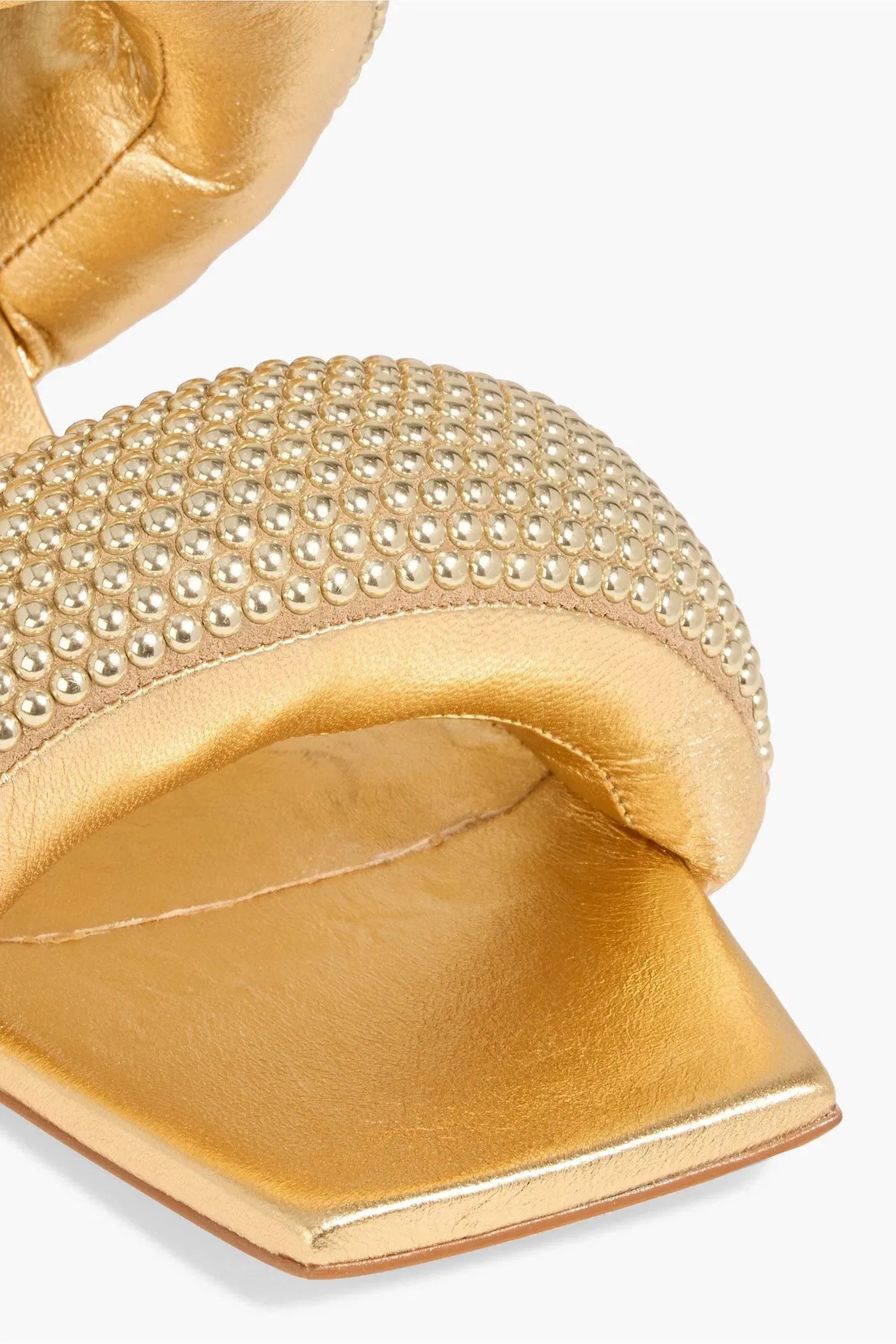 Cult Gaia Rue Studded Metallic Padded Leather Mules Gold Women's