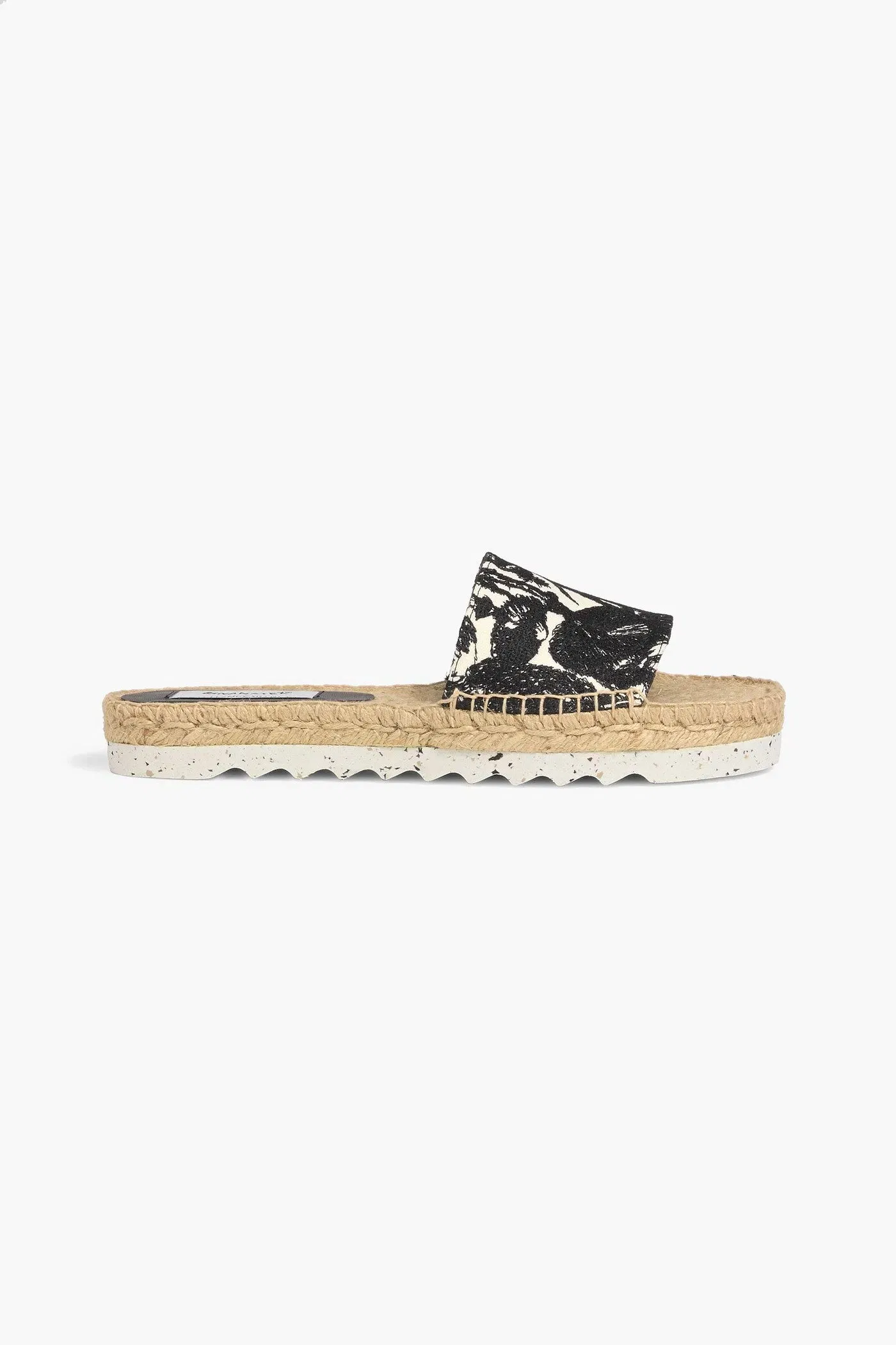 Stella Mccartney Fanana Embroidered Canvas Espadrille Slides Black Women's