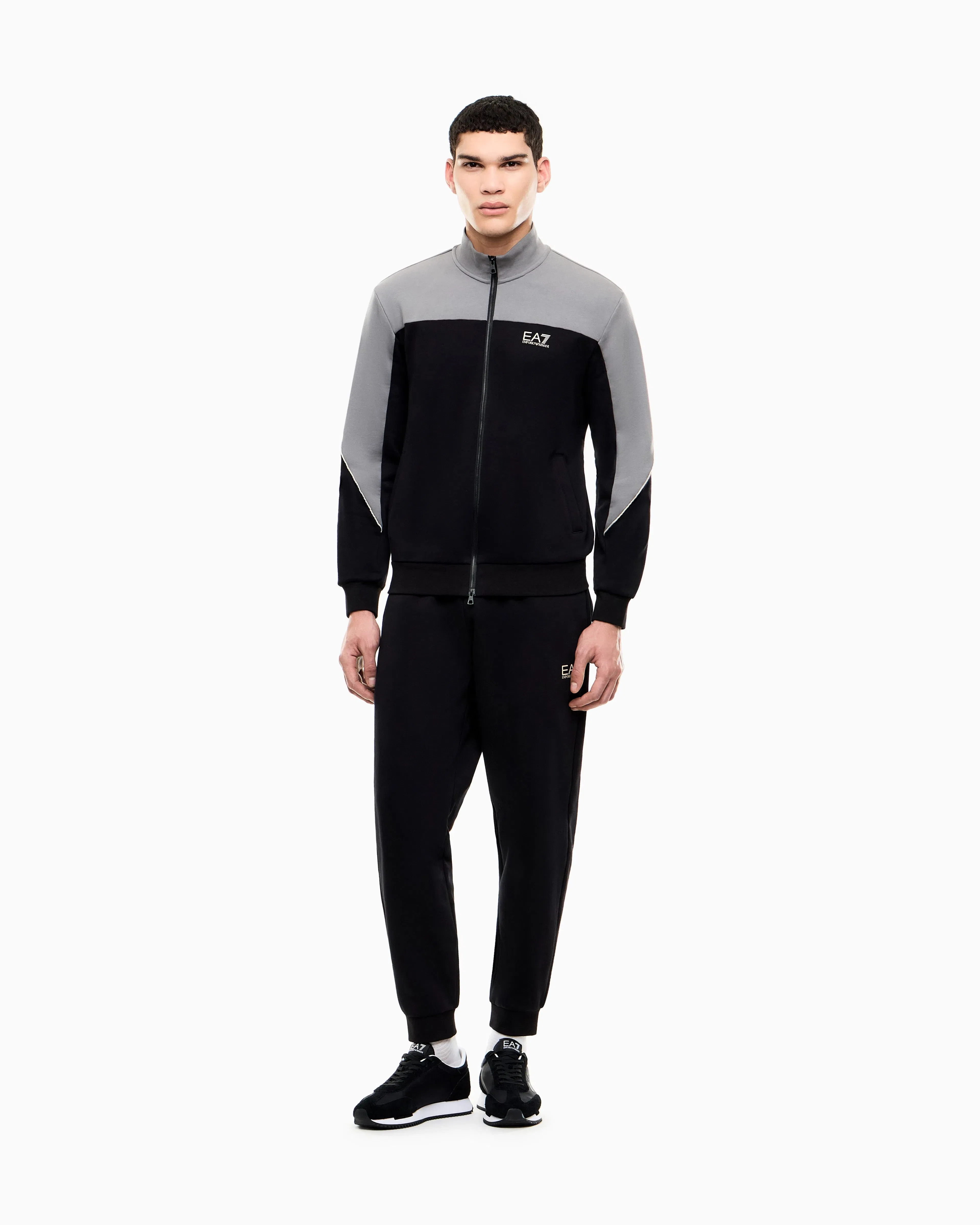EA7 Tracksuit regular fit in cotton jersey with ribbed details