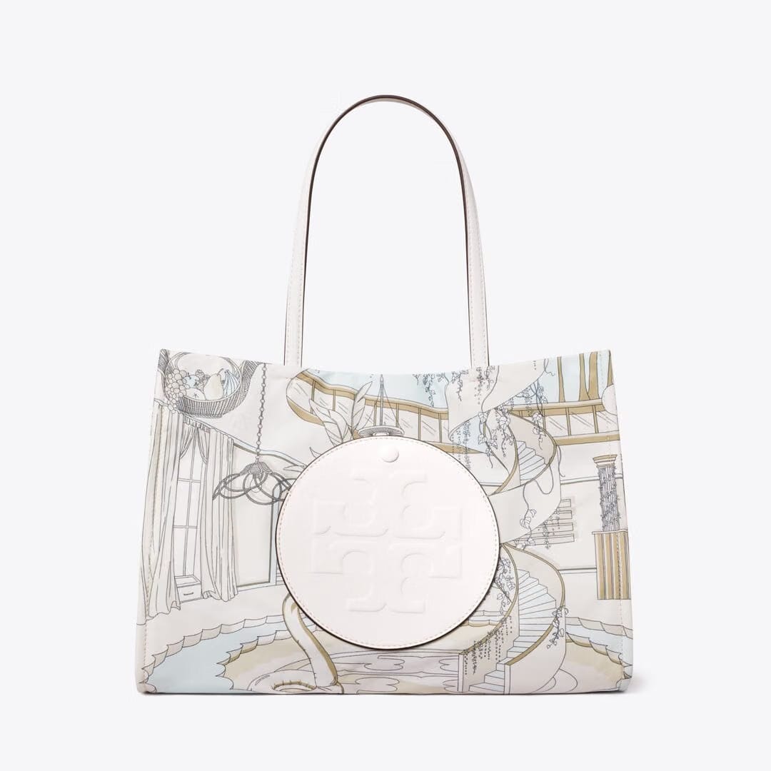 Tory Burch Small Ella Printed Tote The Pool Beige