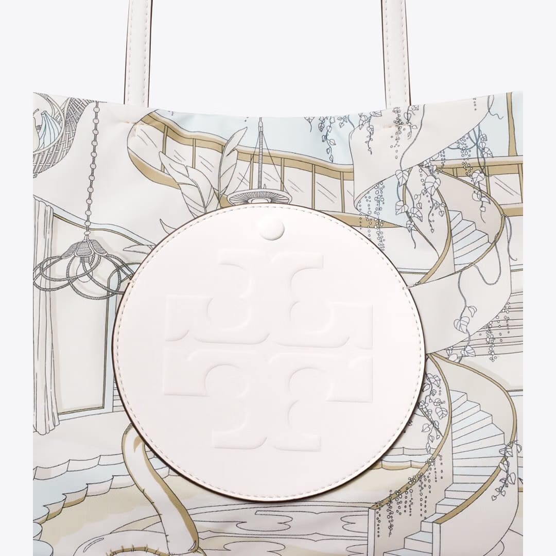 Tory Burch Small Ella Printed Tote The Pool Beige