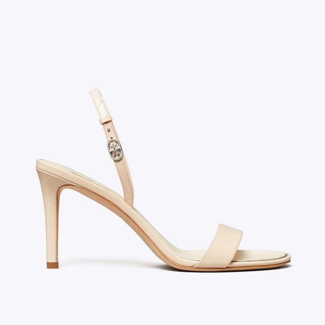 Tory Burch Double T Buckle Heel Sandal SOFT PINK