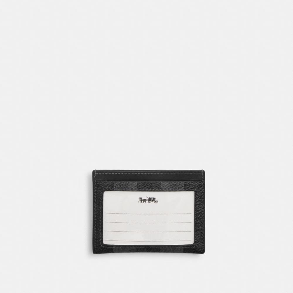 Coach Slim Id Card Case In Signature Canvas With Stripes Black Grey