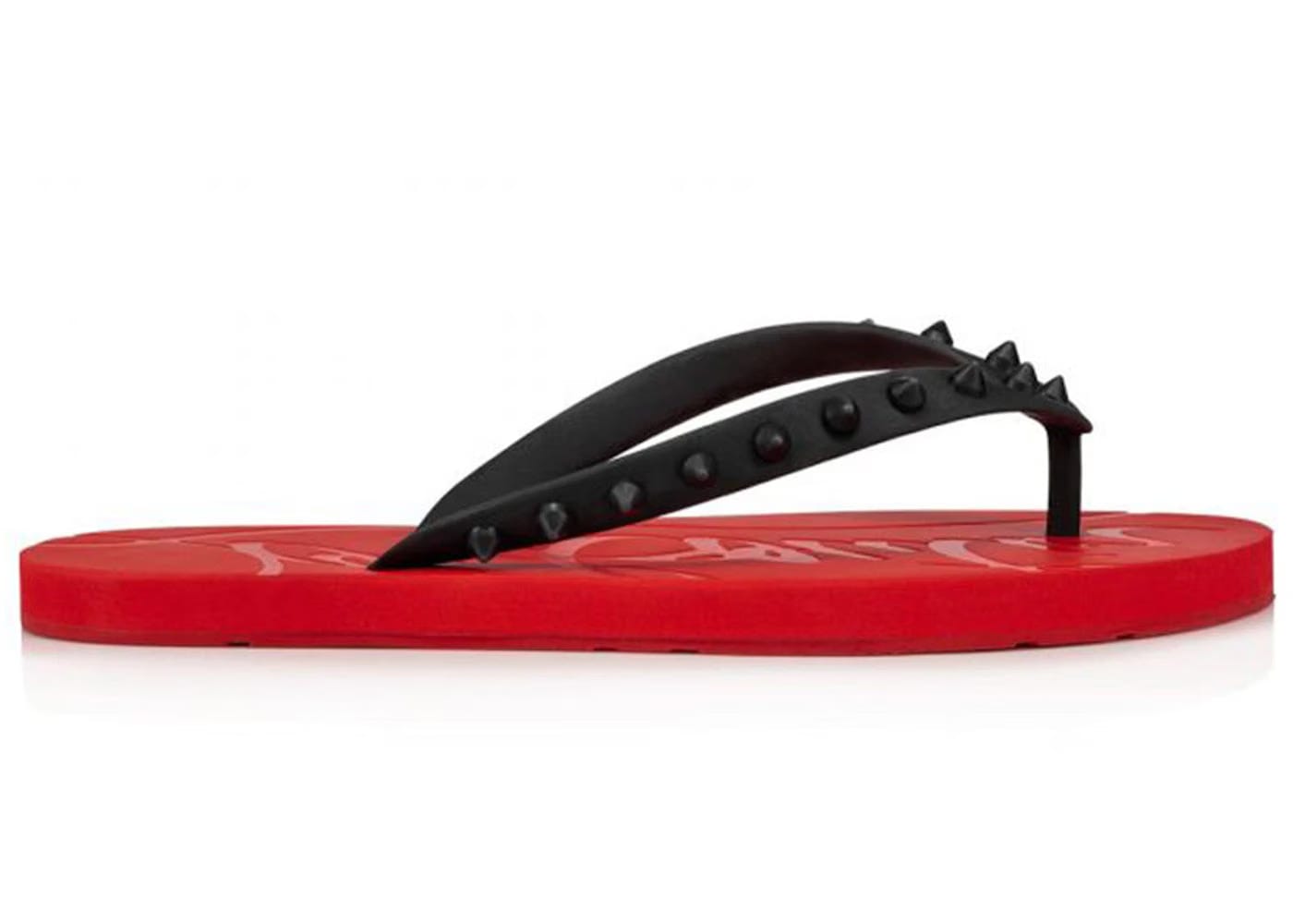 Christian Louboutin Loubi Flip Slide Black Red Womens