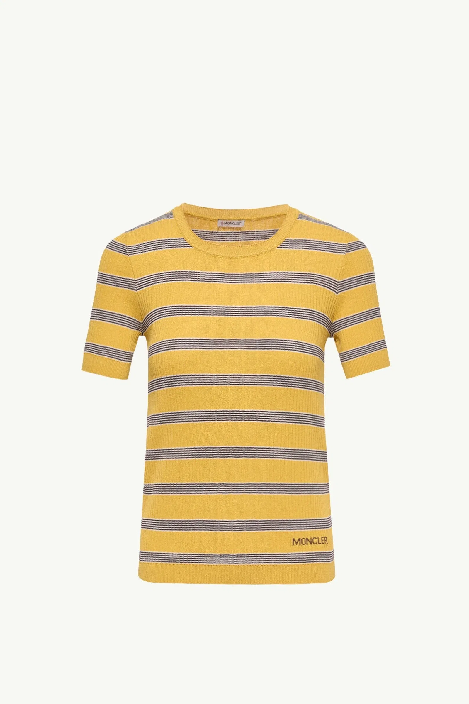 Moncler Striped Cotton T-Shirt Black & Yellow Black & Yellow
