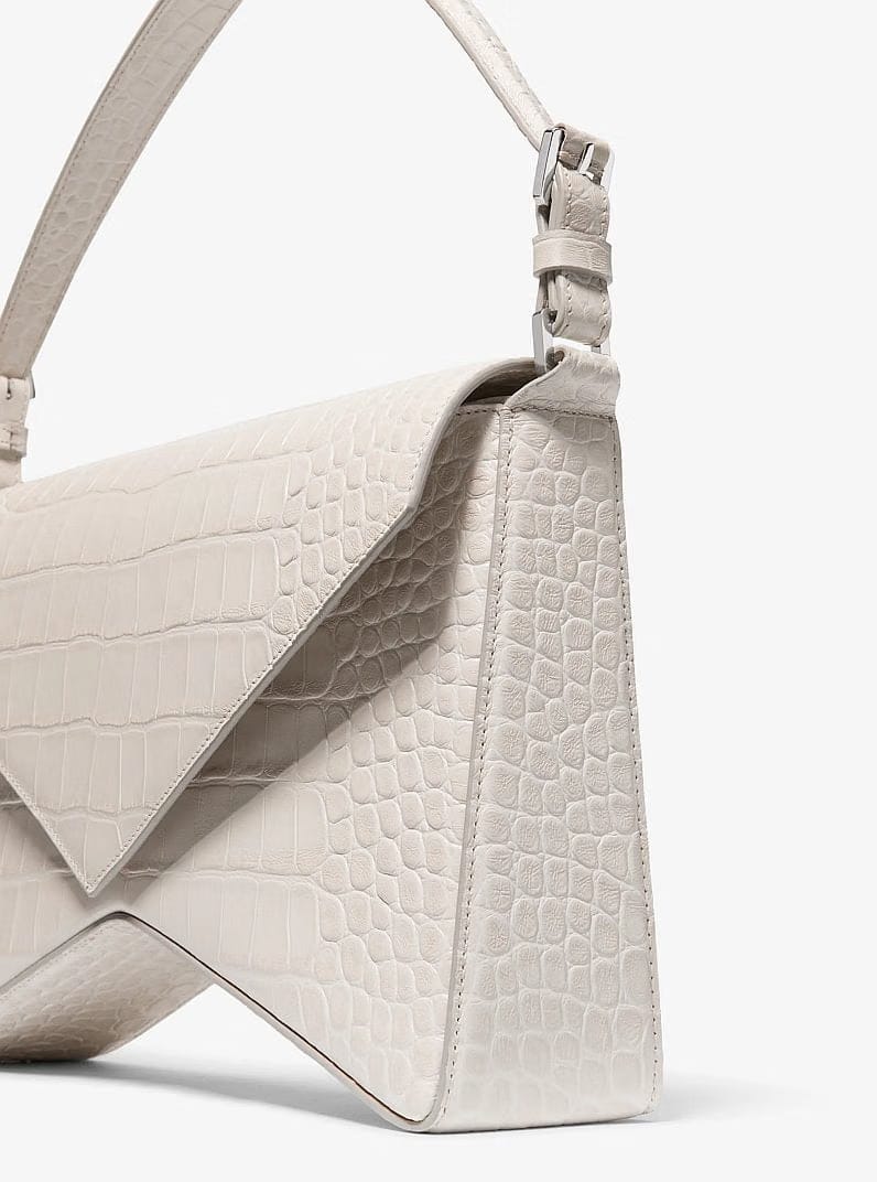 Michael Kors Manhatta Large Crocodile Embossed Leather Bag Oyster