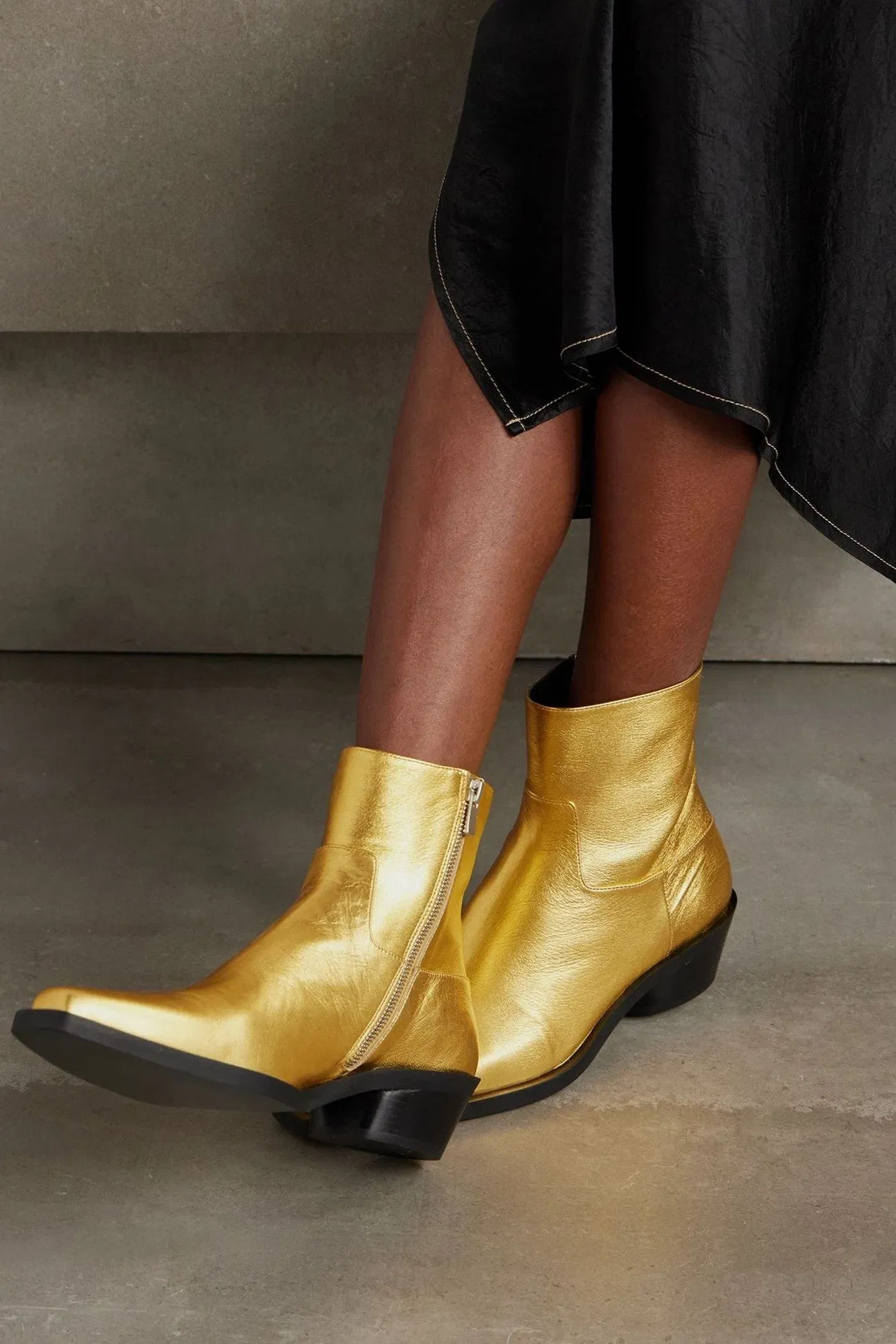 Proenza Schouler Bronco Metallic Leather Ankle Boots Gold Women's