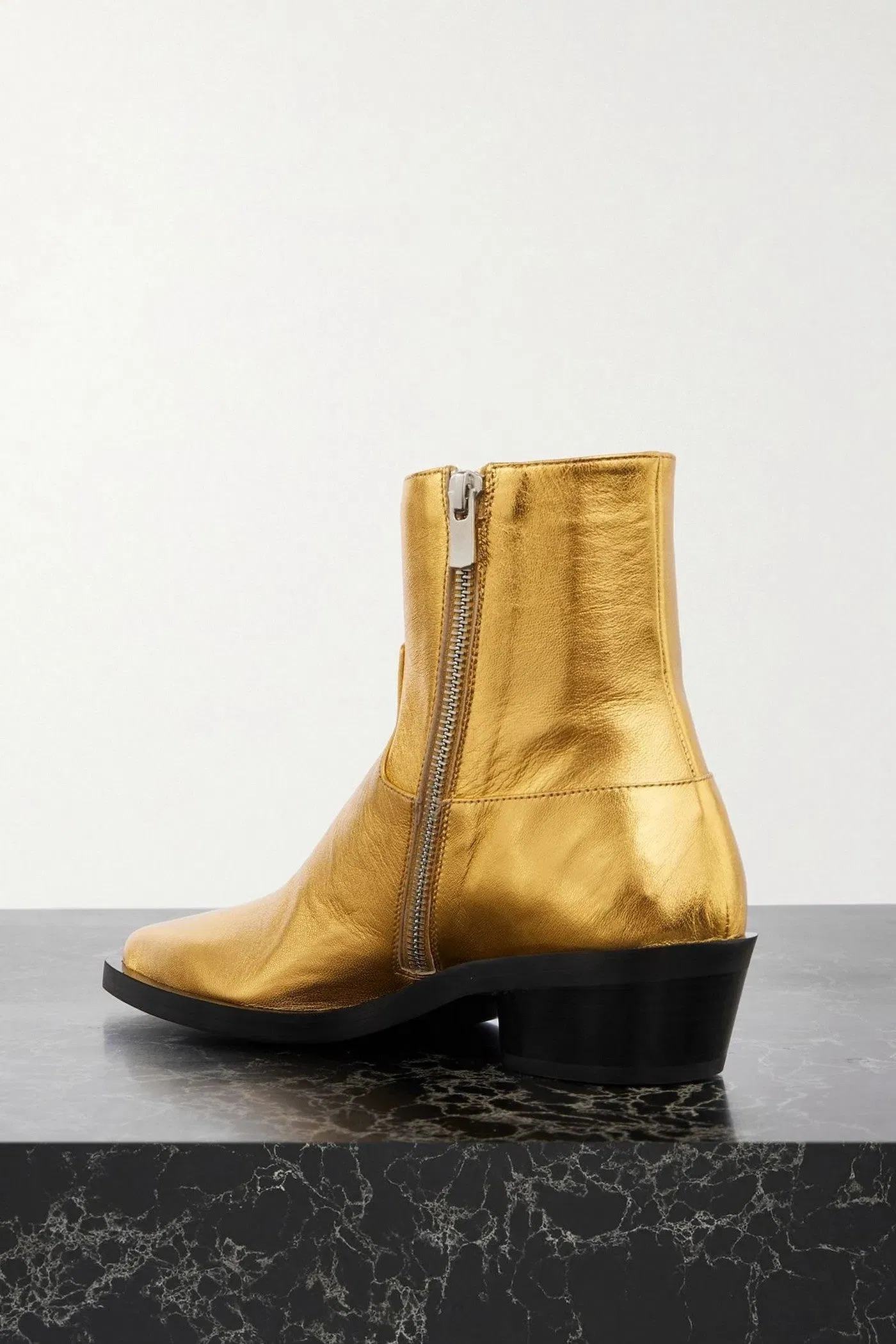 Proenza Schouler Bronco Metallic Leather Ankle Boots Gold Women's