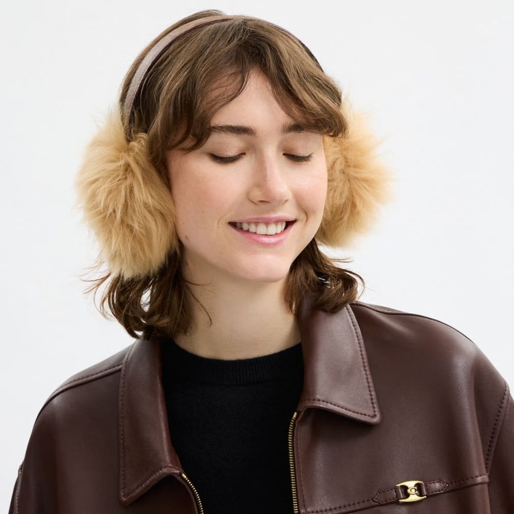 Coach Shearling Earmuffs Tan