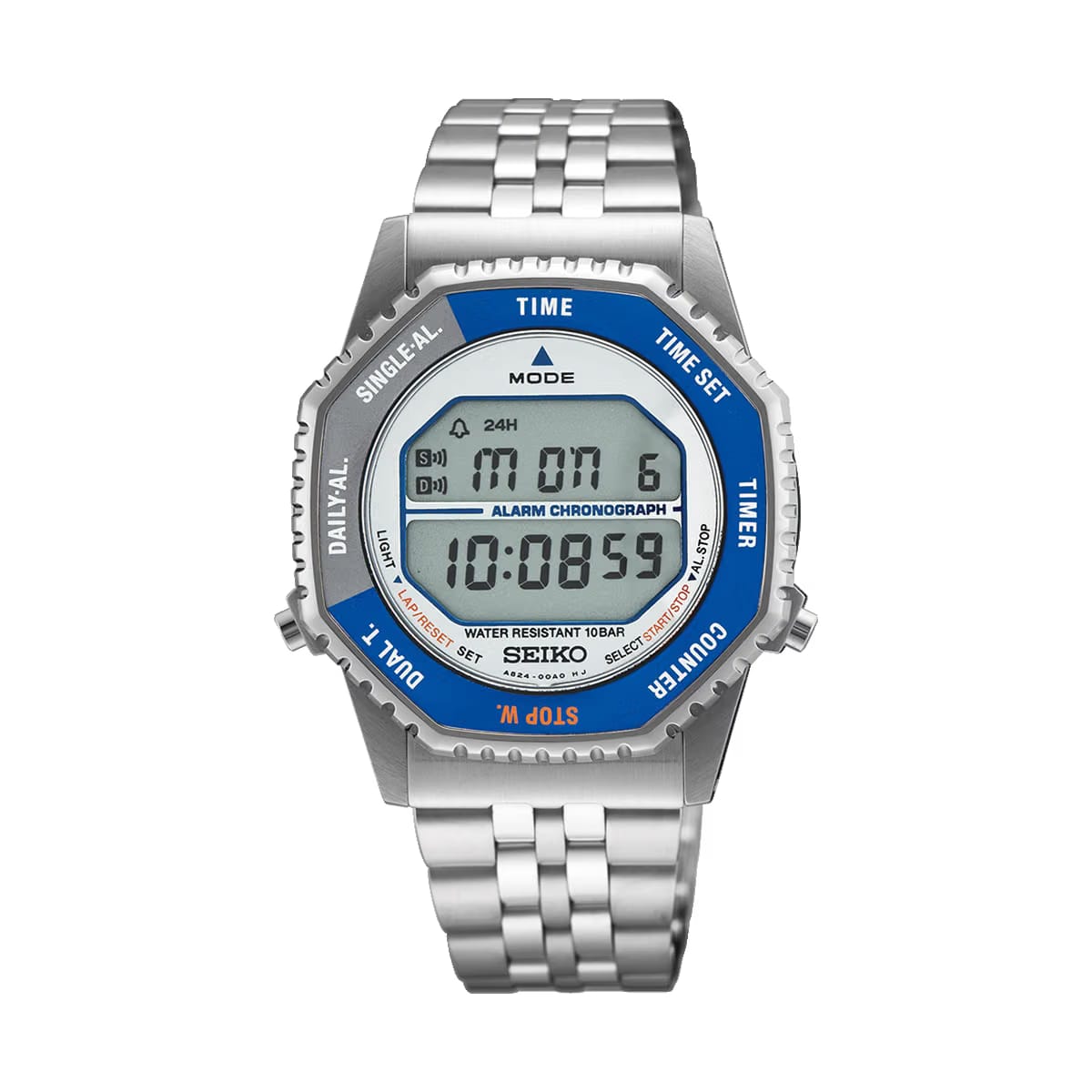 Seiko MenS Digital Quartz Watch In Blue & Silvertone - Grey - SMGG21P1