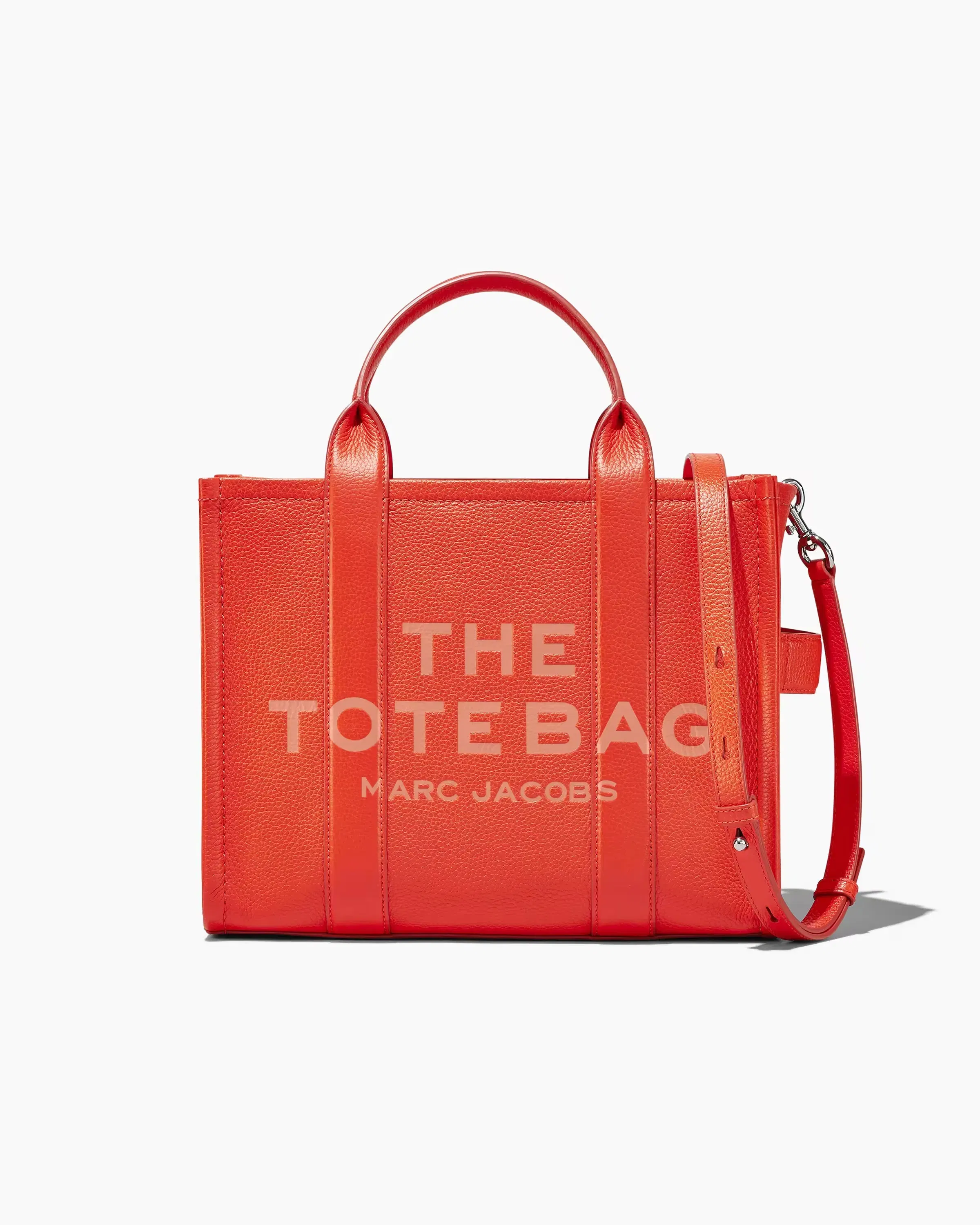 Marc Jacobs The Leather Medium Tote Bag Electric Orange