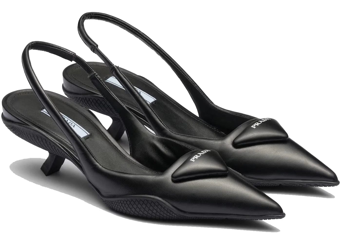 Prada Soft Padded Slingback Pumps Black Leather