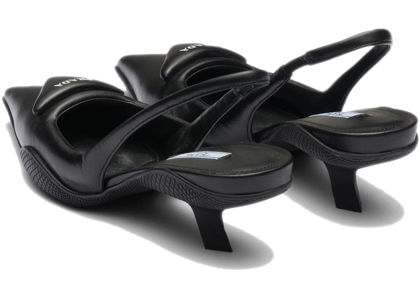 Prada Soft Padded Slingback Pumps Black Leather