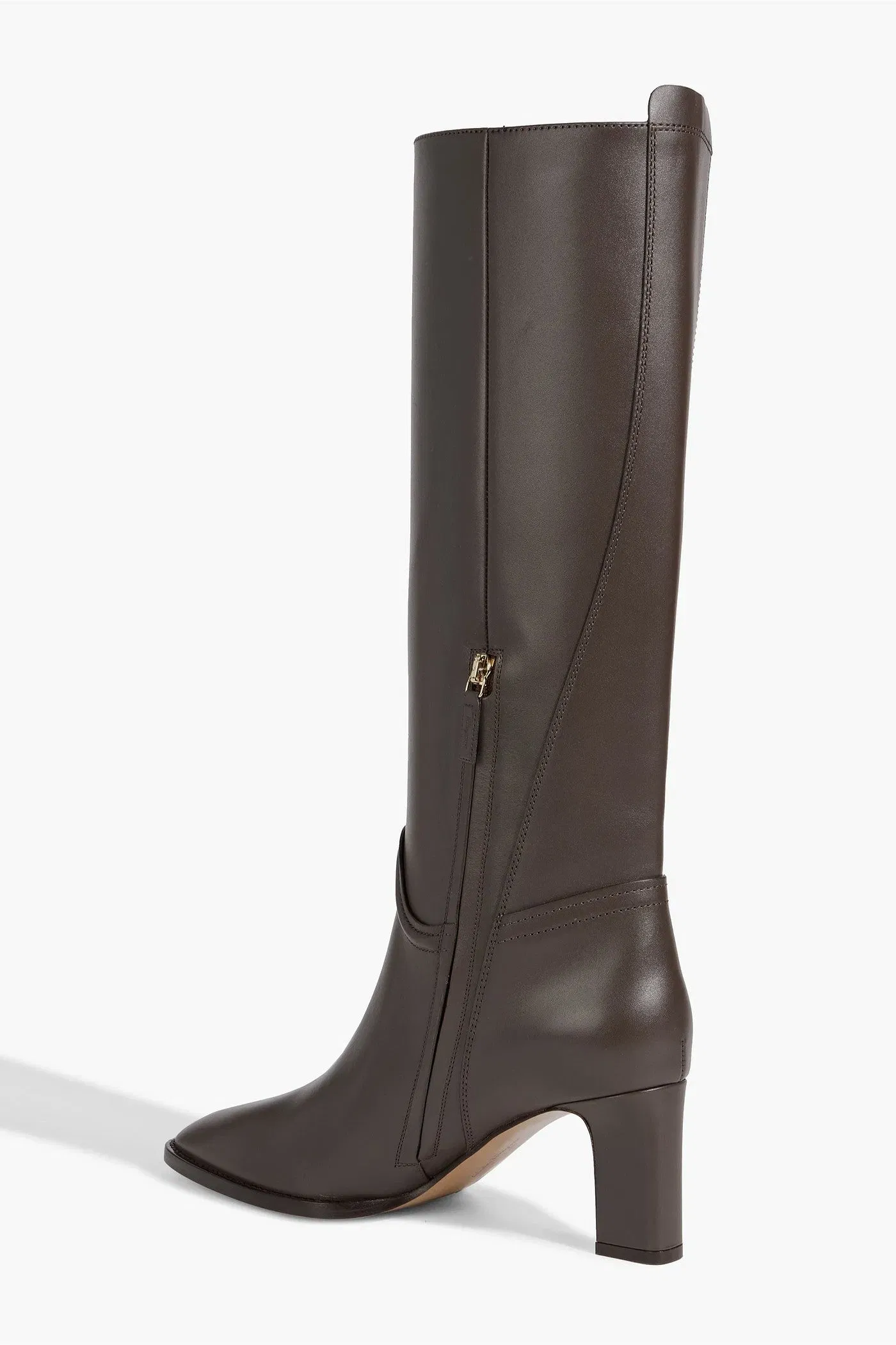 Ferragamo Torris Embellished Leather Knee Boots Dark Brown Women's