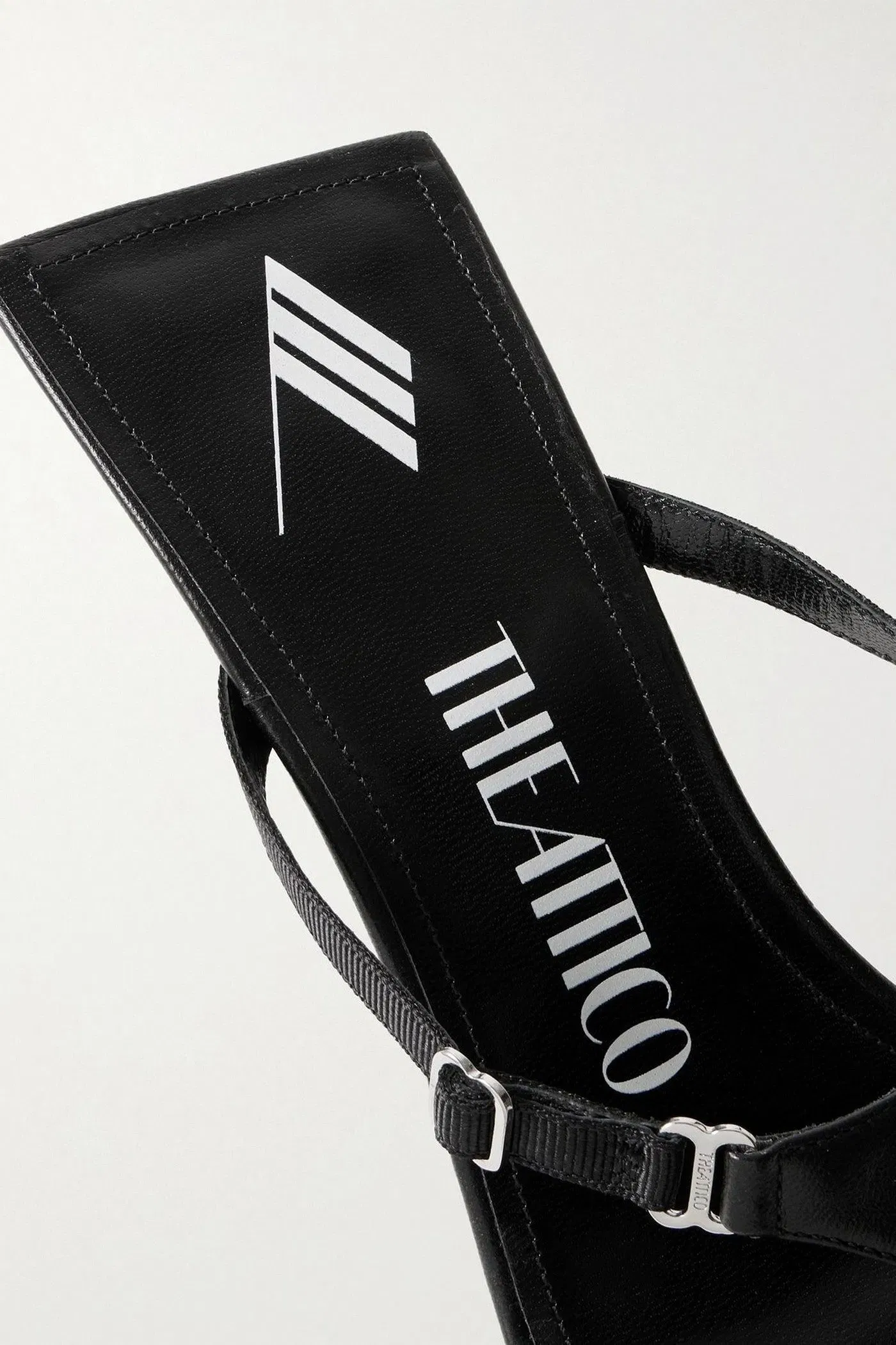 The Attico Bes Embellished Grosgrain-Trimmed Leather Mules Black Women's