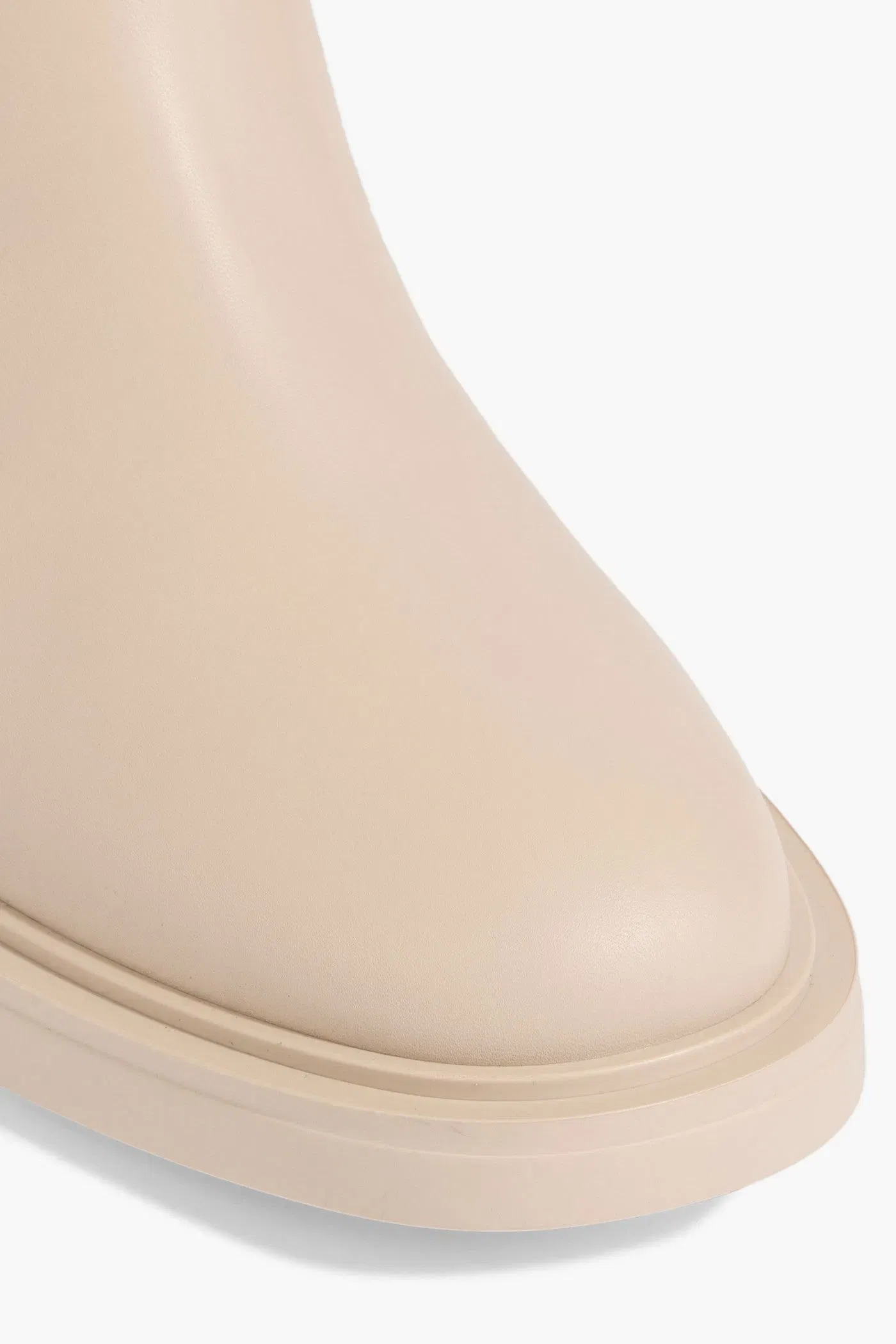 Gianvito Rossi Ribbon Cavalier Leather Knee Boots Beige Women's