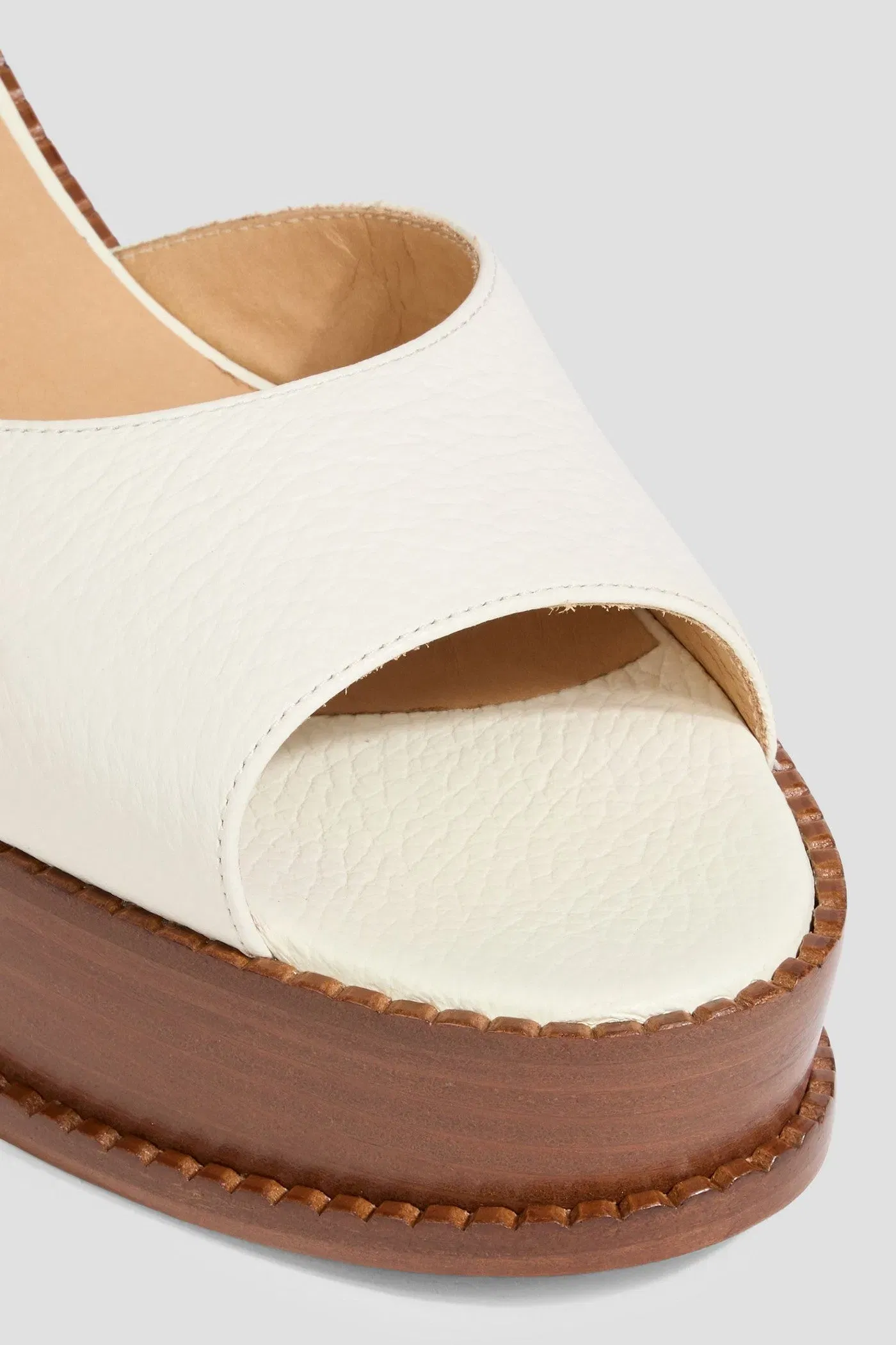 Gabriela Hearst Zuri Pebbled-Leather Platform Sandals Off-White Women's