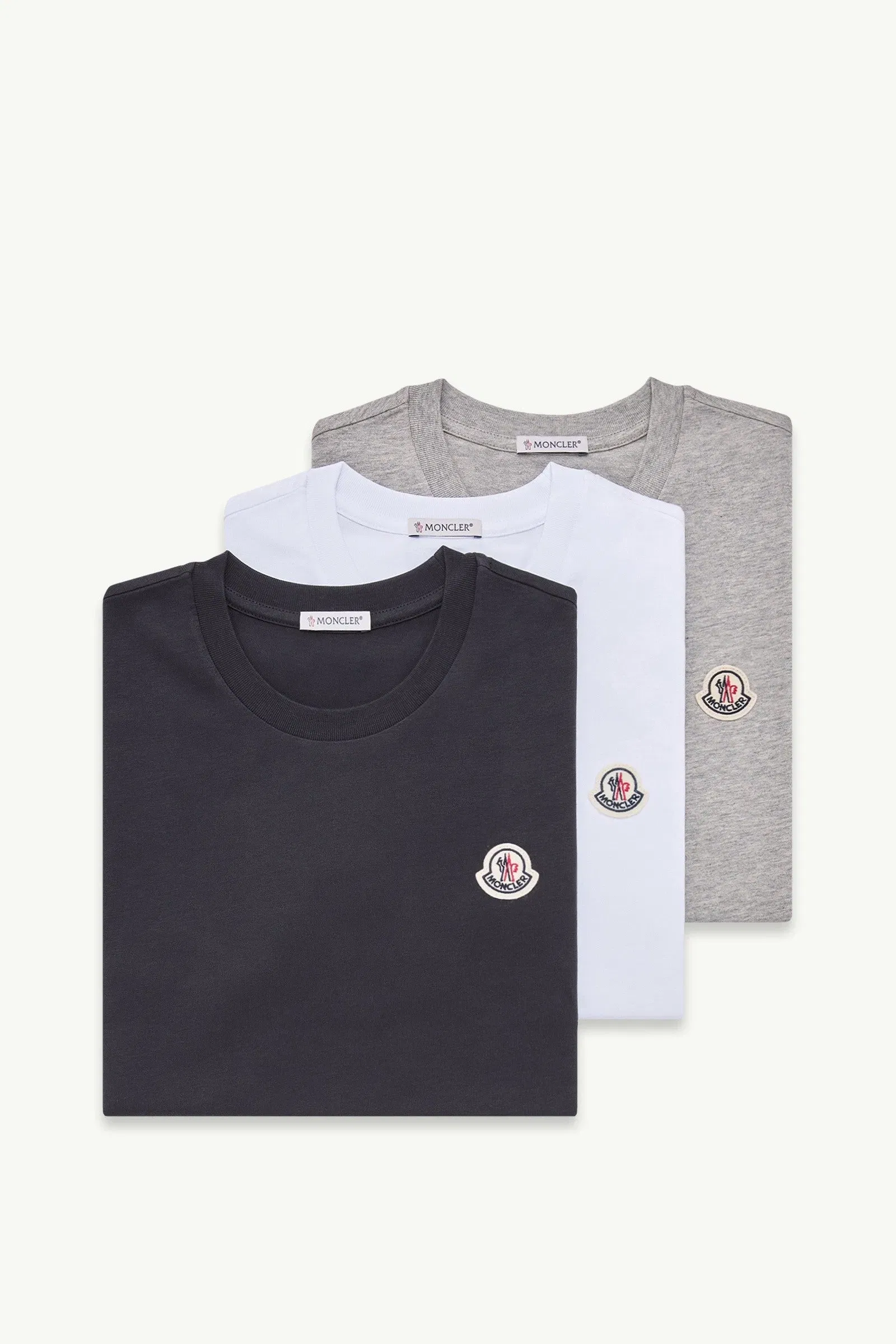 Moncler Logo Patch Cotton T-Shirt (Pack Of Three) Blue & White & Grey Blue & White & Grey