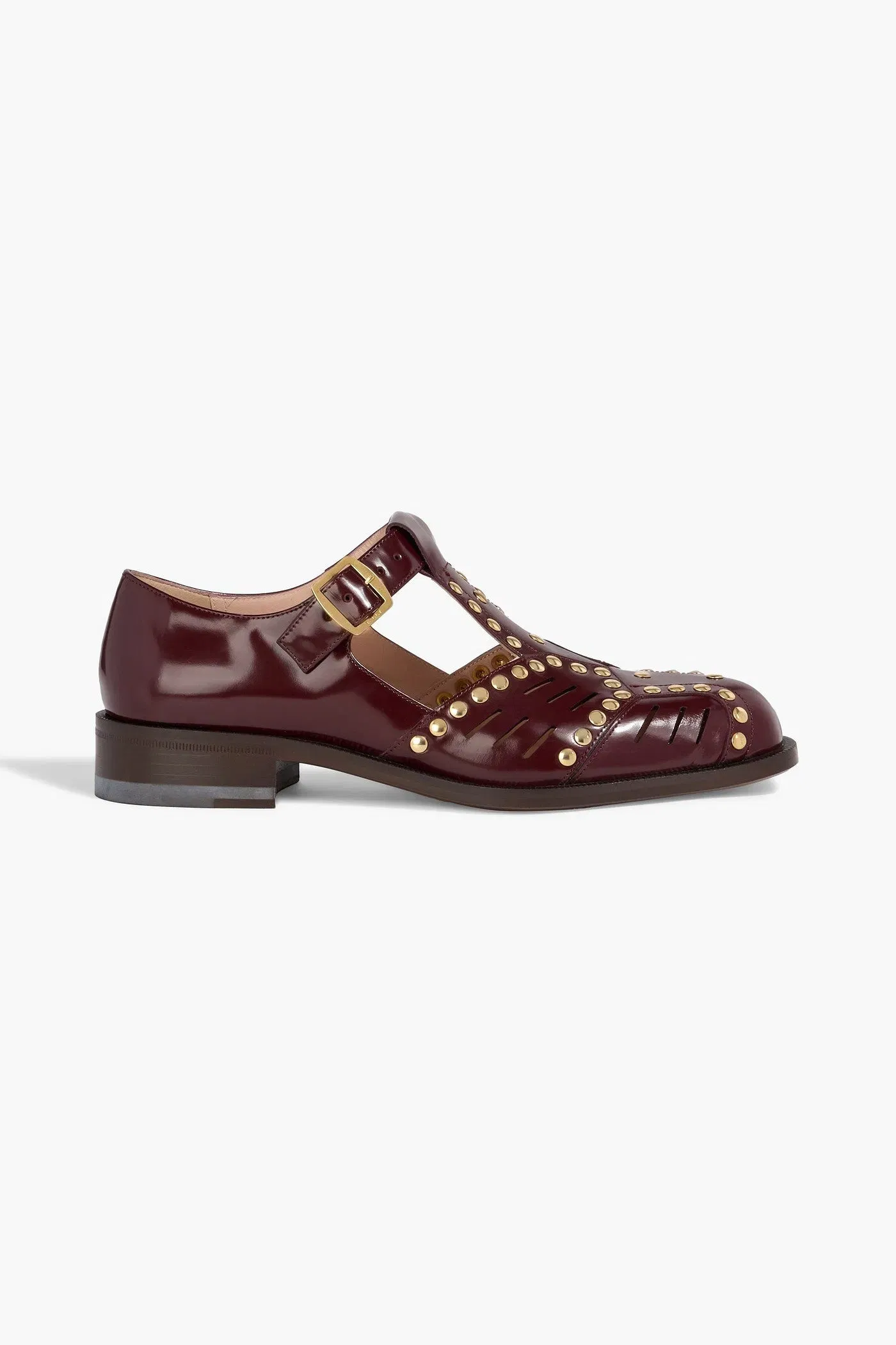 Bally Spiegel Studded Glossed-Leather Sandals Merlot Women's