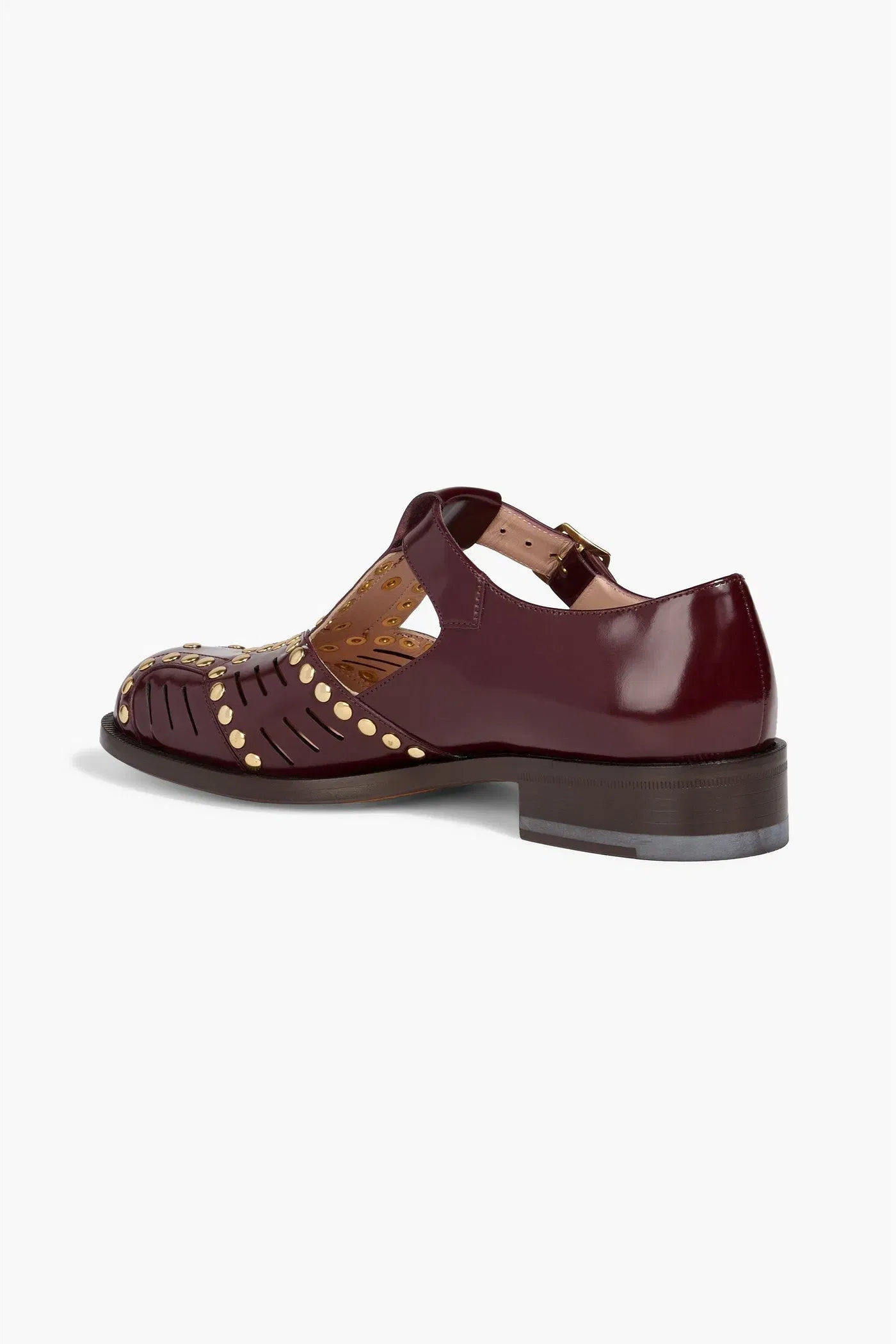 Bally Spiegel Studded Glossed-Leather Sandals Merlot Women's