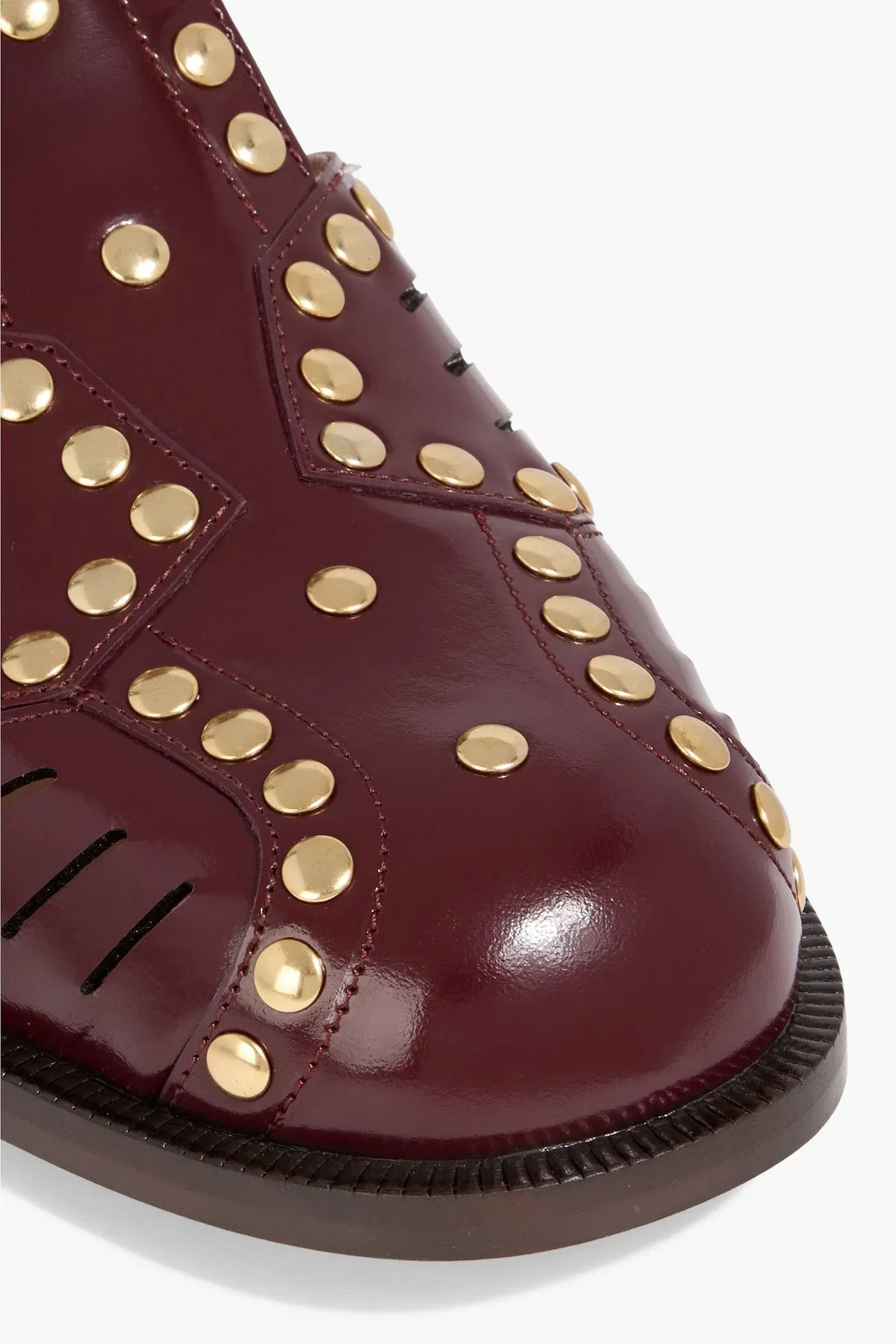 Bally Spiegel Studded Glossed-Leather Sandals Merlot Women's