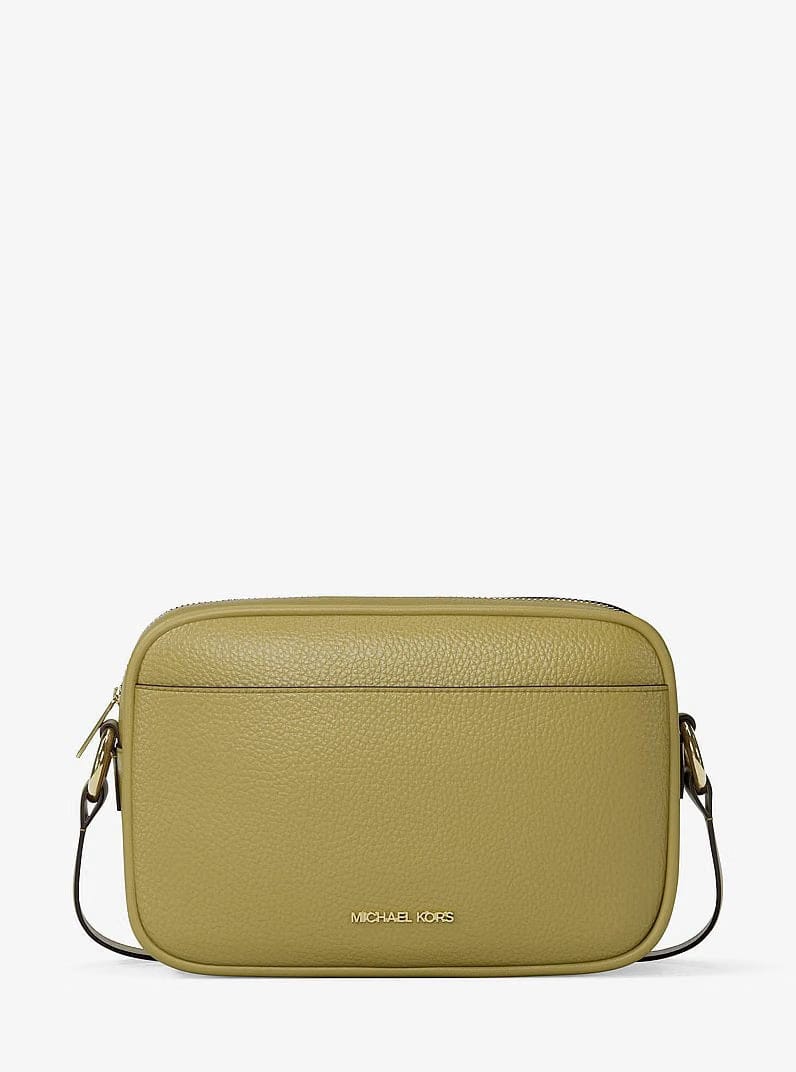 Michael Kors Jet Set Large Pebbled Leather Camera Crossbody Bag Oregano