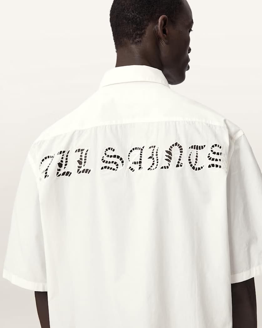 AllSaints Field Oversized Short Sleeve Cotton Shirt White