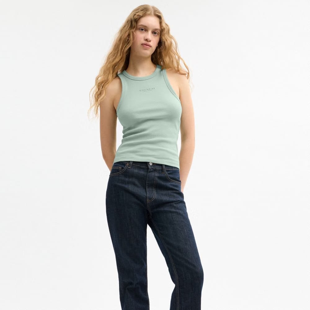 Coach New York Ribbed Tank Top Mint