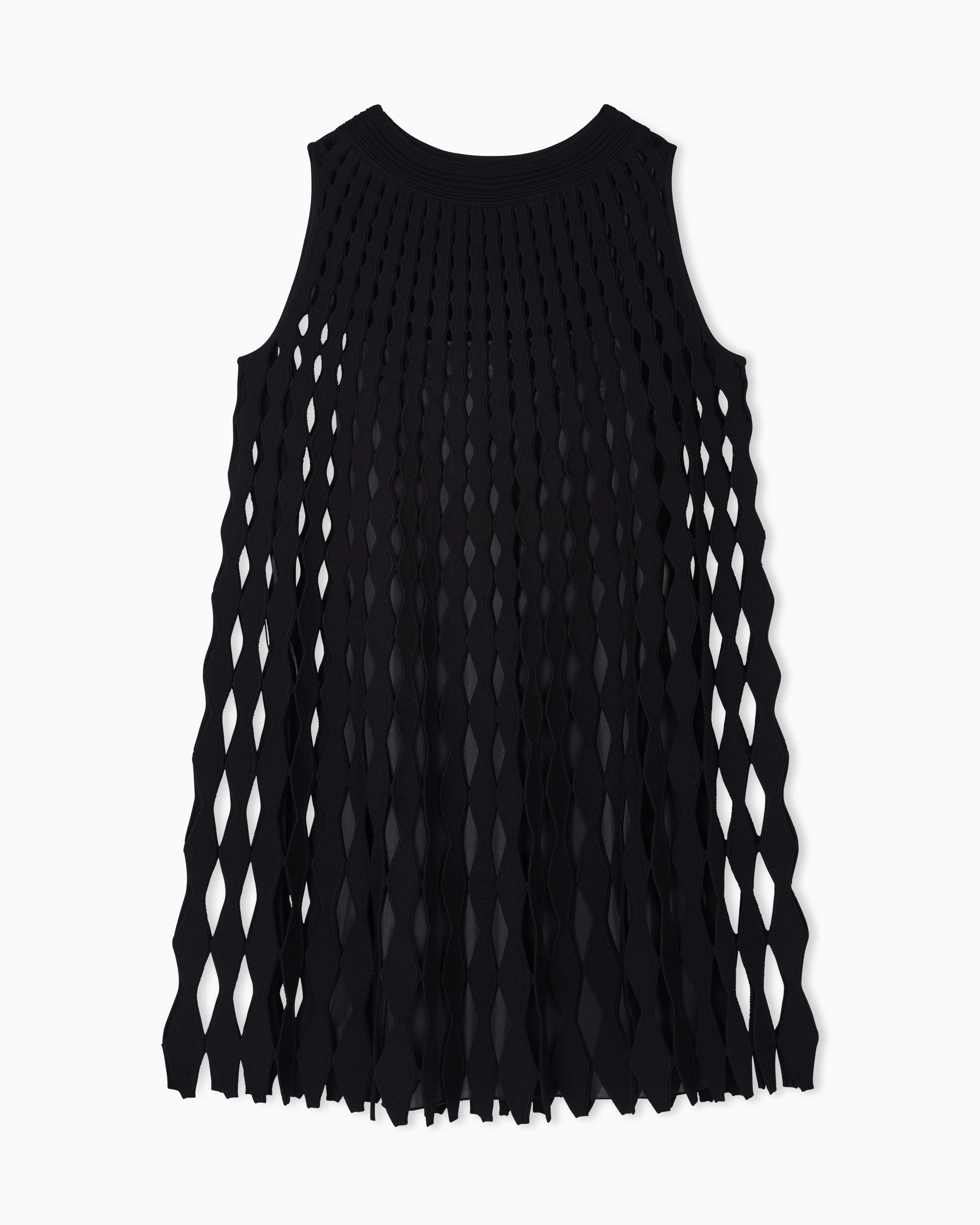 Emporio Armani diamond-patterned openwork-knit dress