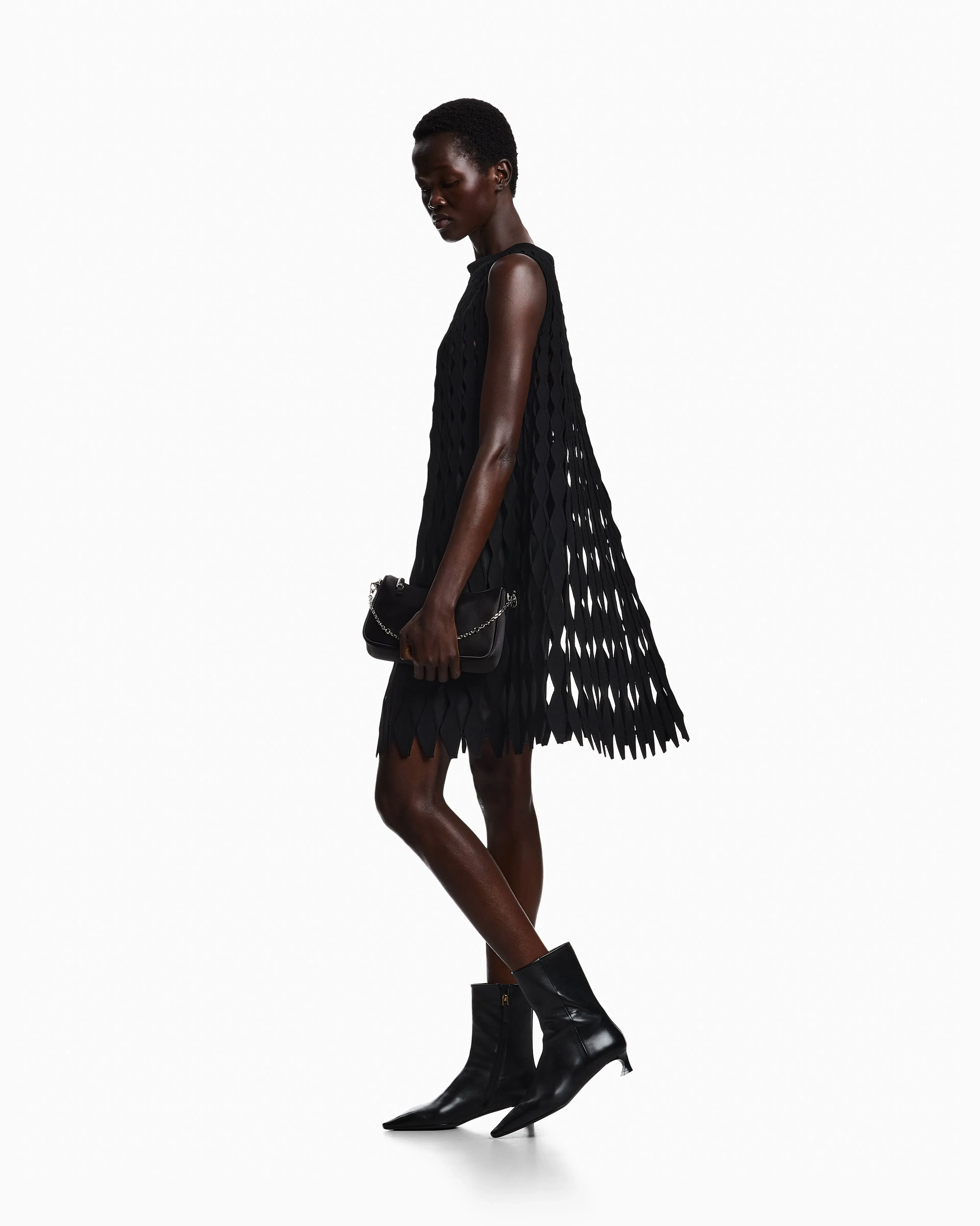 Emporio Armani diamond-patterned openwork-knit dress