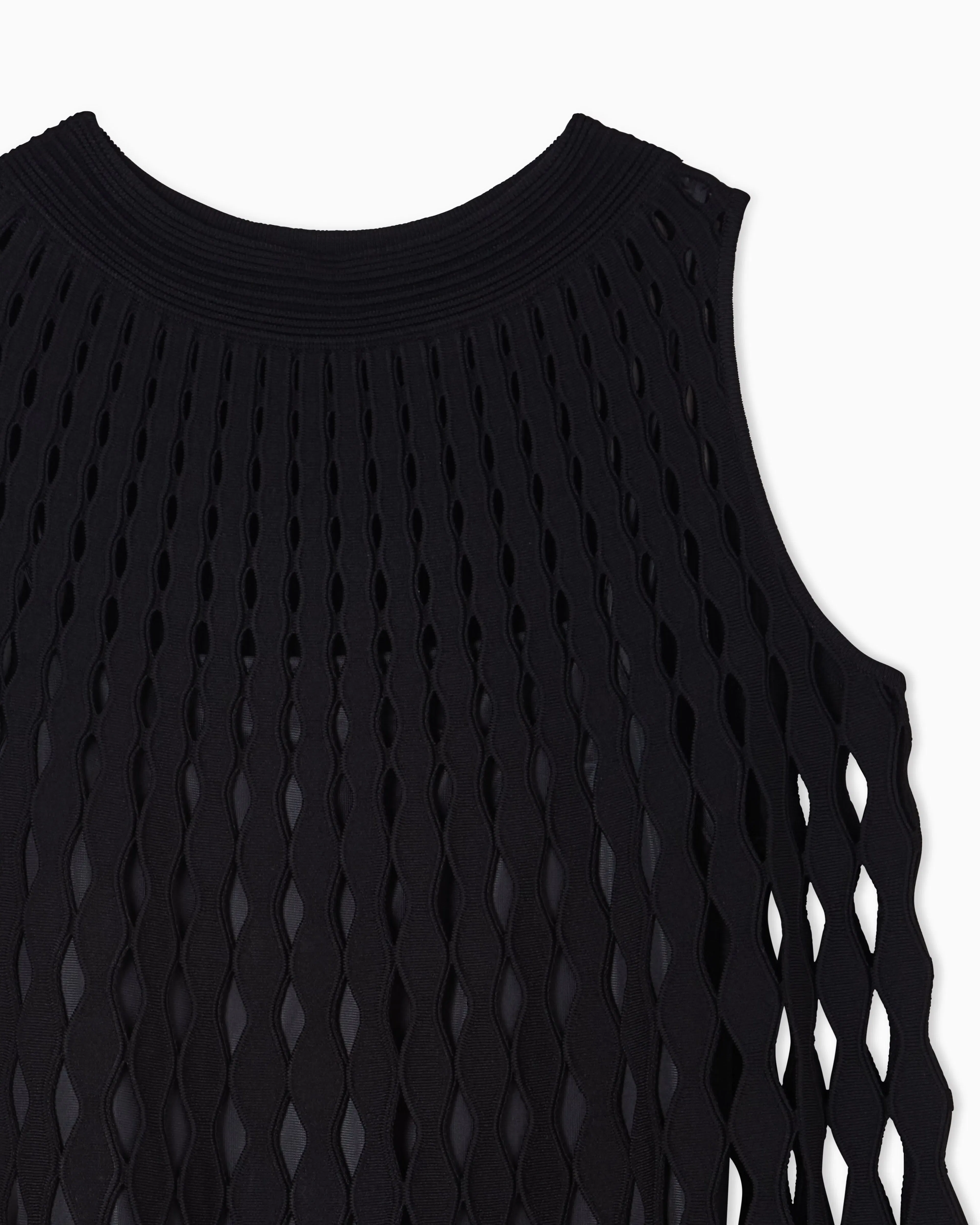 Emporio Armani diamond-patterned openwork-knit dress