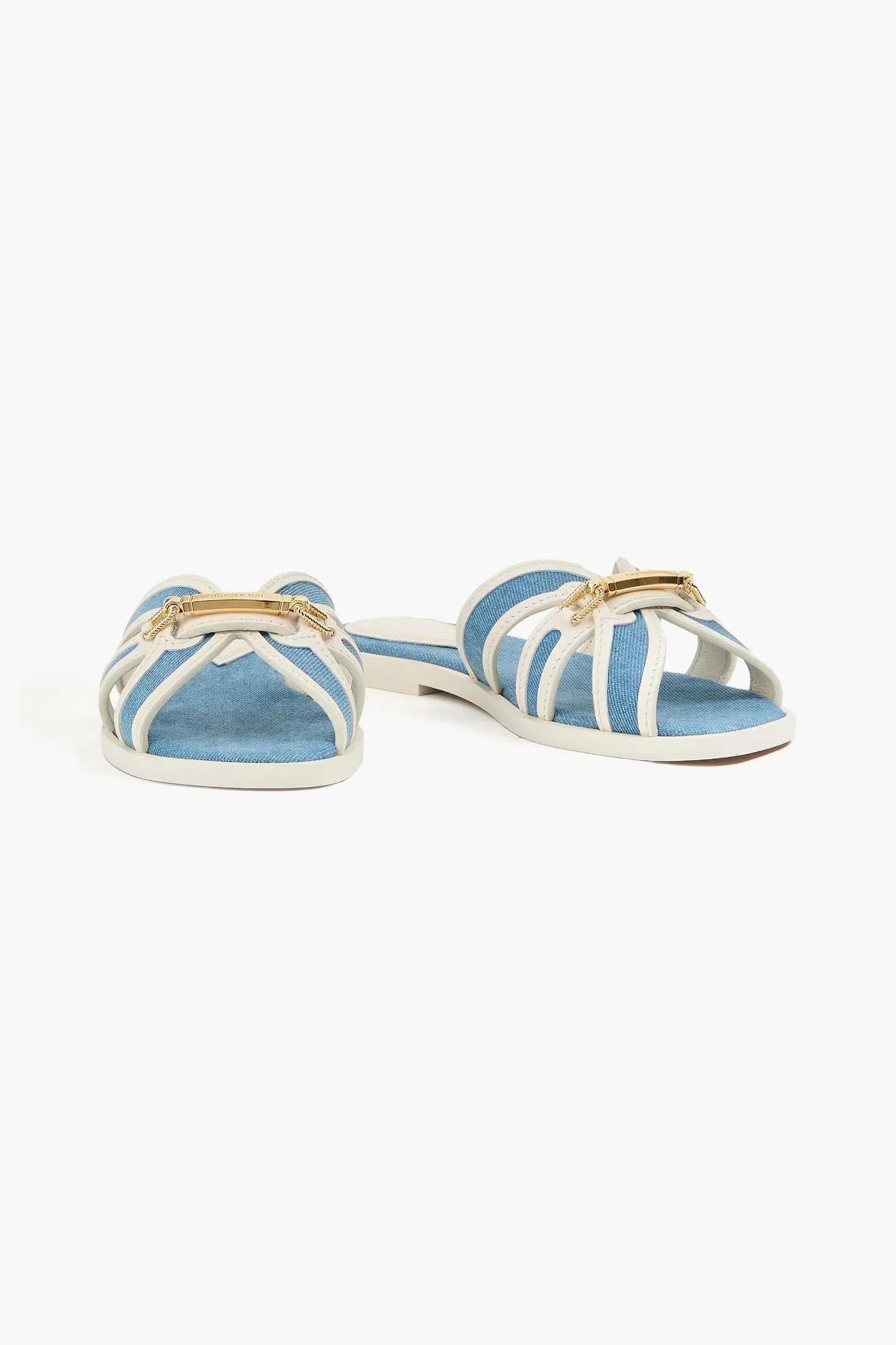 Zimmermann Leather And Denim Sandals Mid Denim Women's