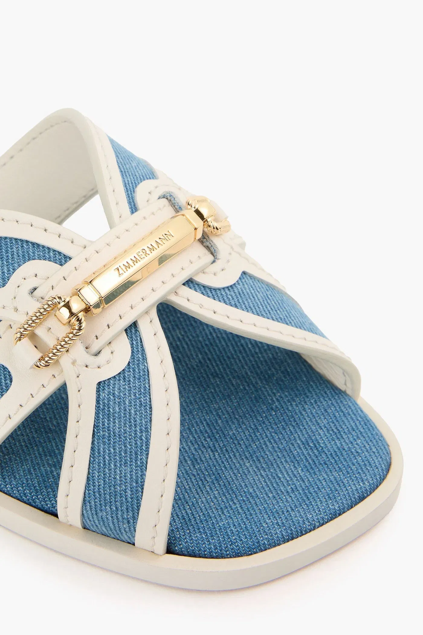 Zimmermann Leather And Denim Sandals Mid Denim Women's