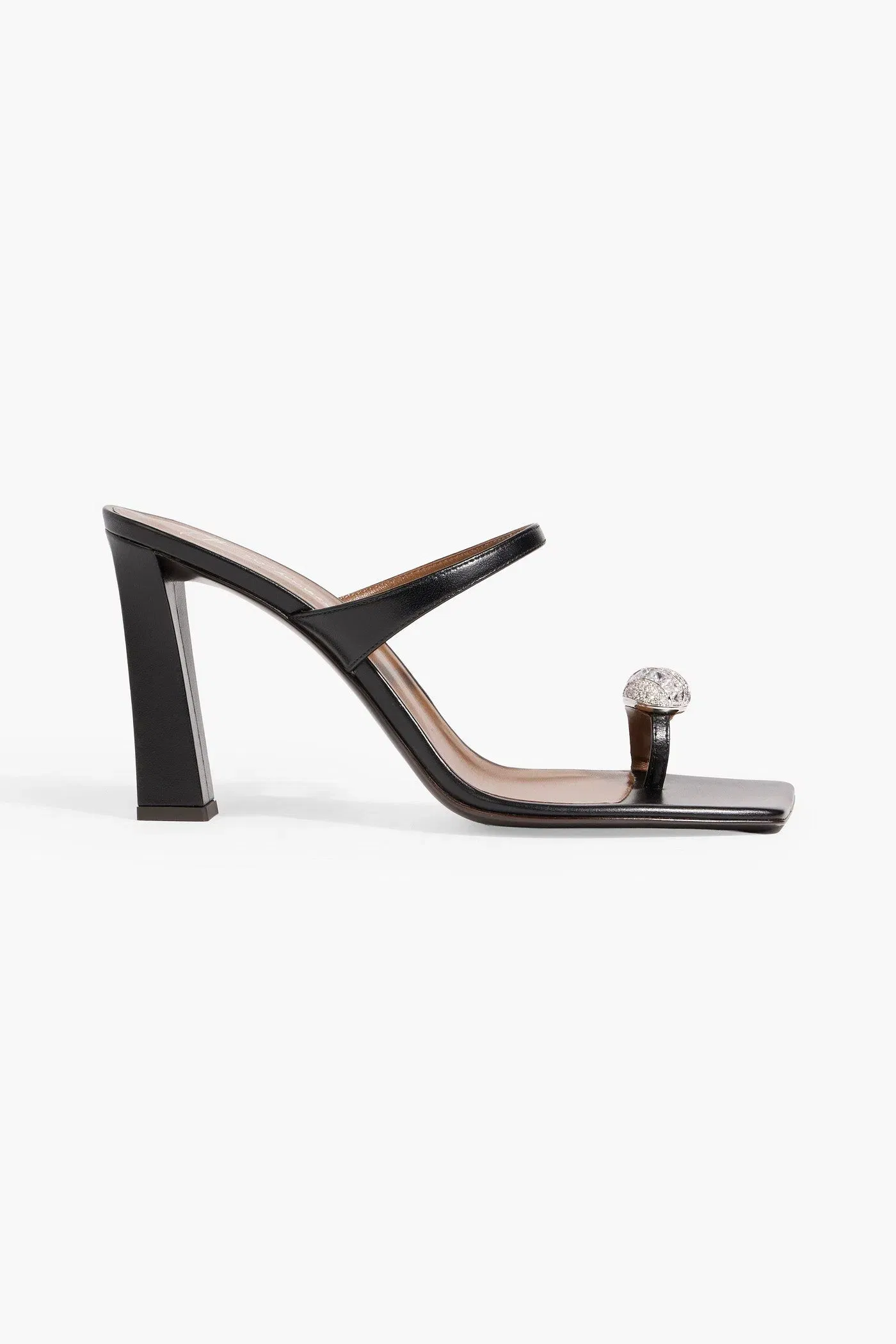 Giuseppe Zanotti Icon Ring 90 Crystal-Embellished Leather Mules Black Women's
