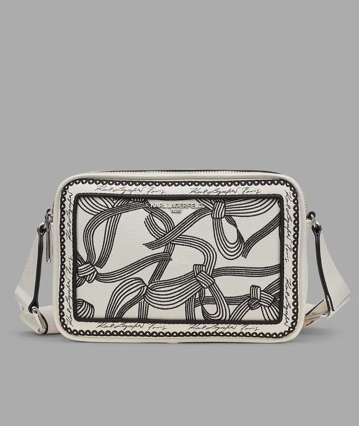 KarlLagerfeld Maybelle crossbody with bow details white/black print