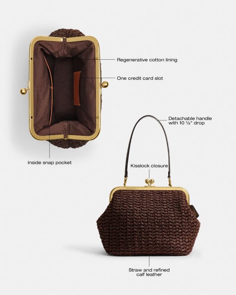 Coach Kisslock Frame Bag 27 in Brass Maple