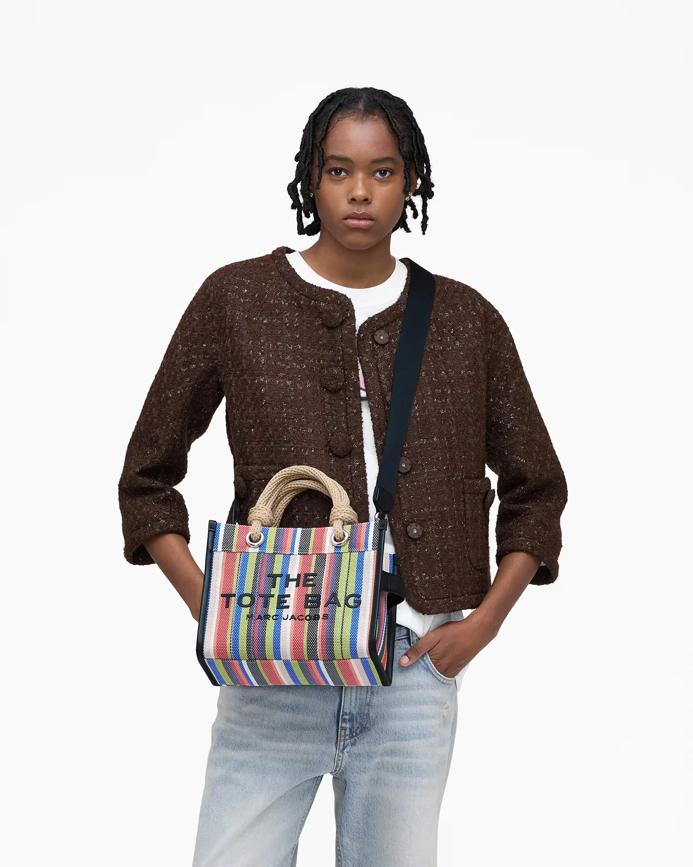 Marc Jacobs The Stripe Mesh Small Tote Bag Red Multi