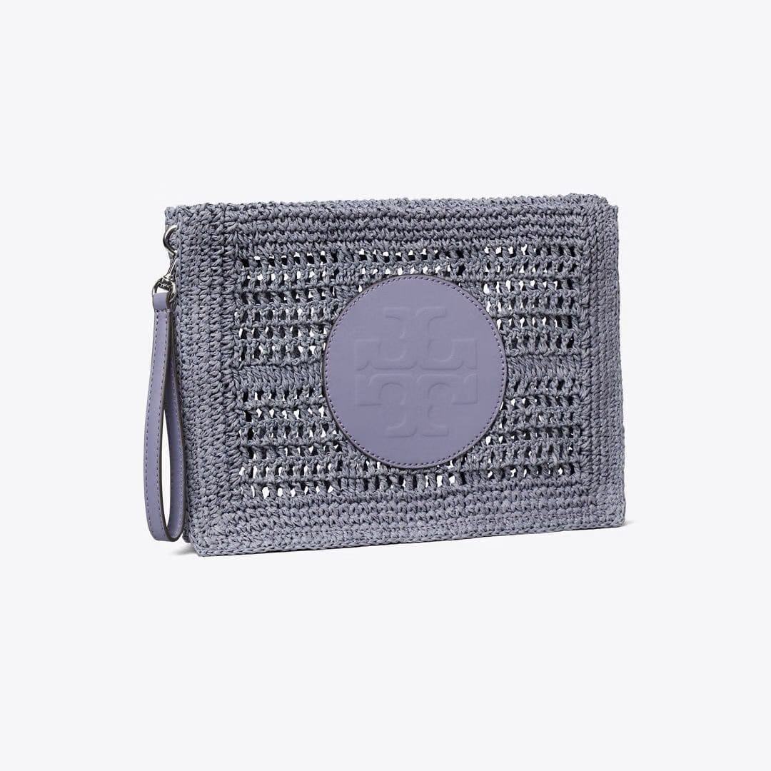 Tory Burch Ella Hand-Crocheted Pouch Gray