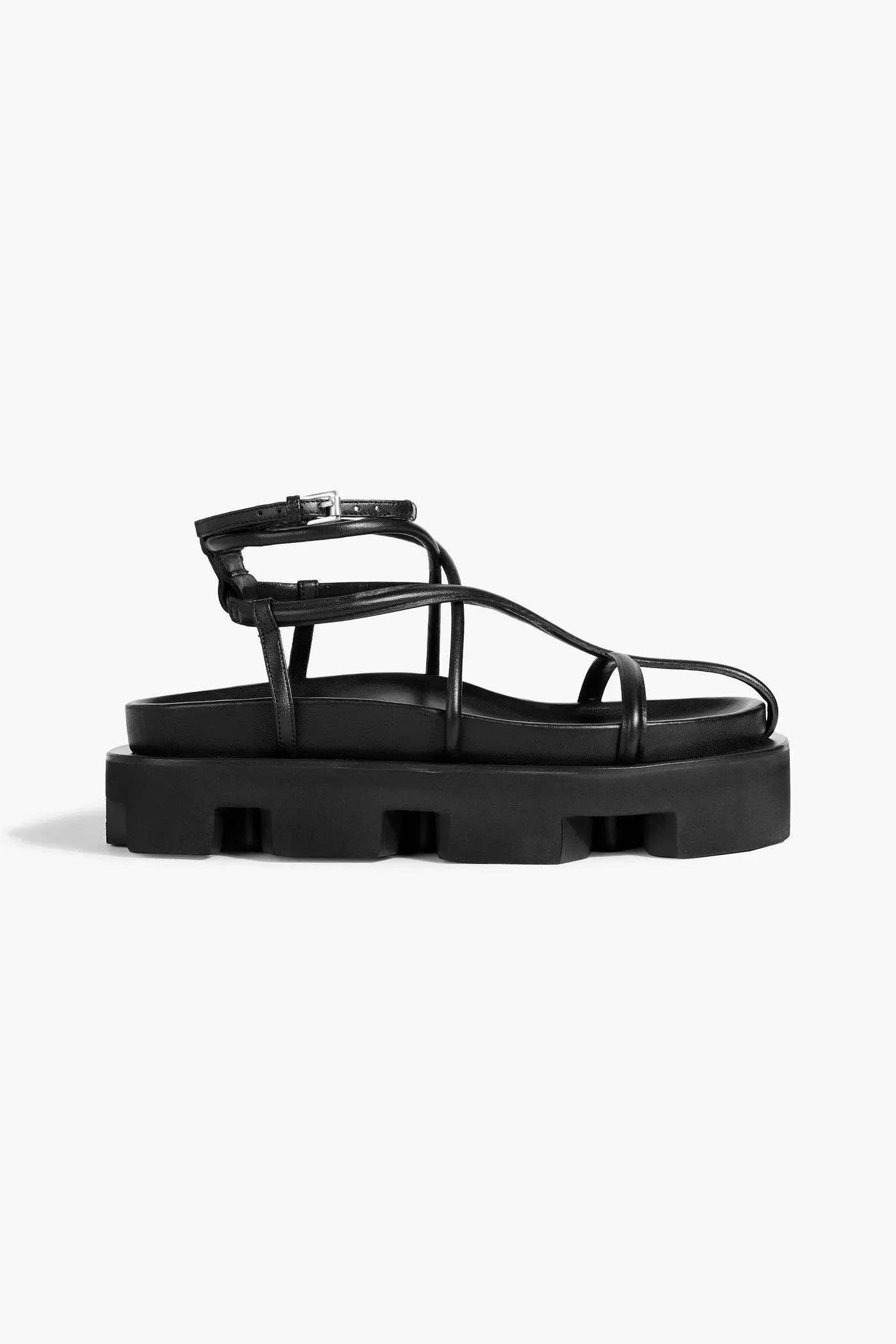 Jil Sander Leather Platform Sandals Black Women's