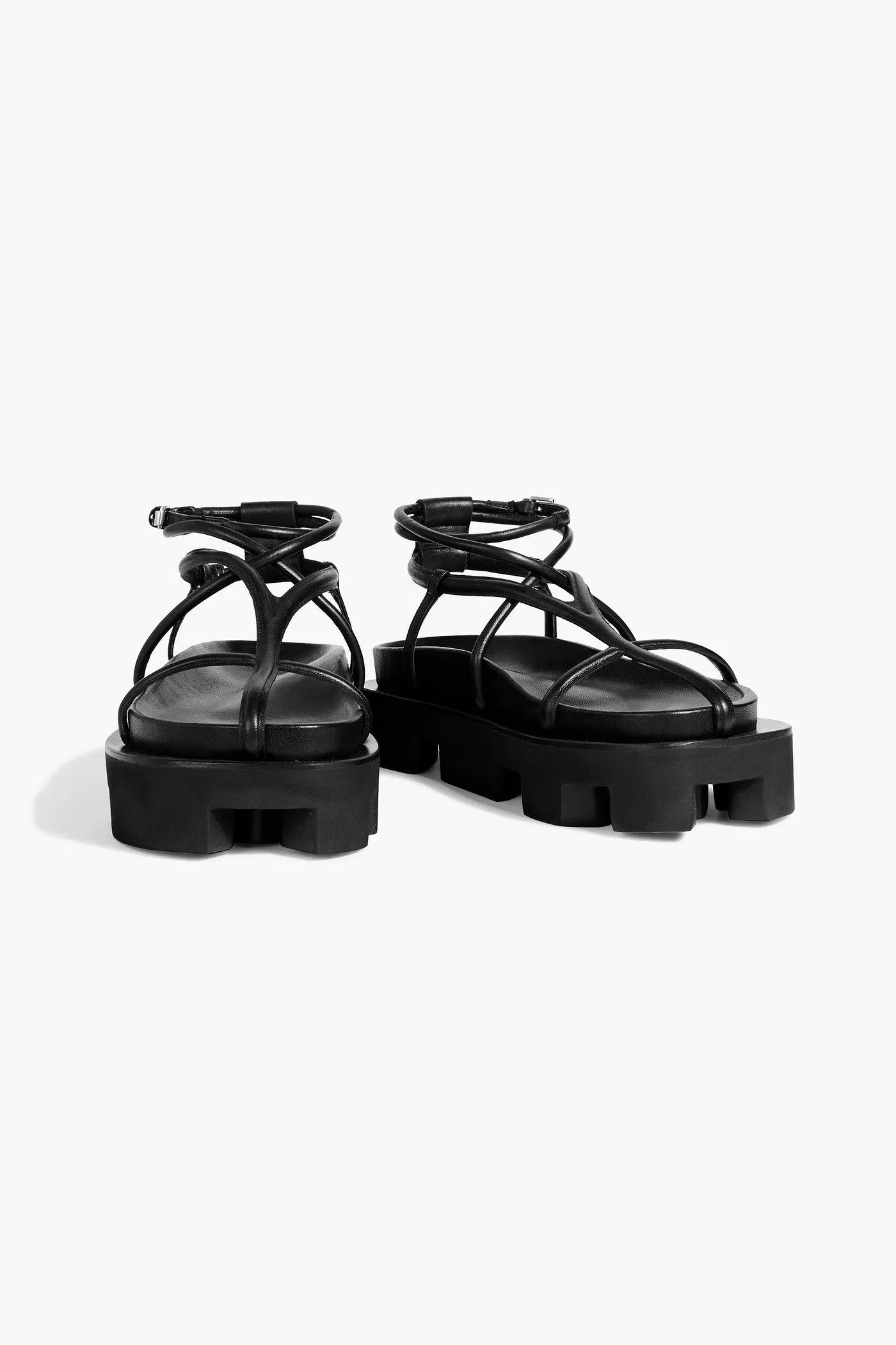 Jil Sander Leather Platform Sandals Black Women's