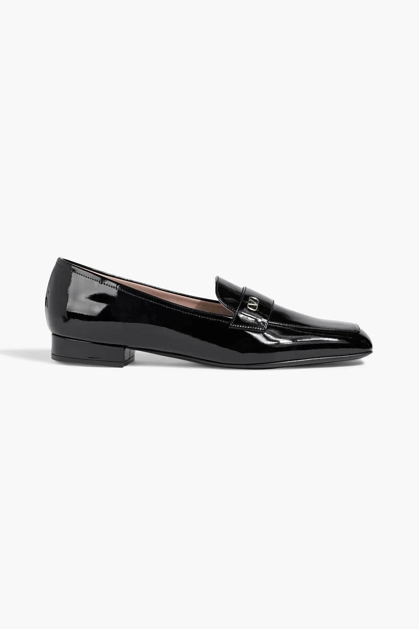 Valentino Garavani Vlogo Patent-Leather Loafers Black Women's