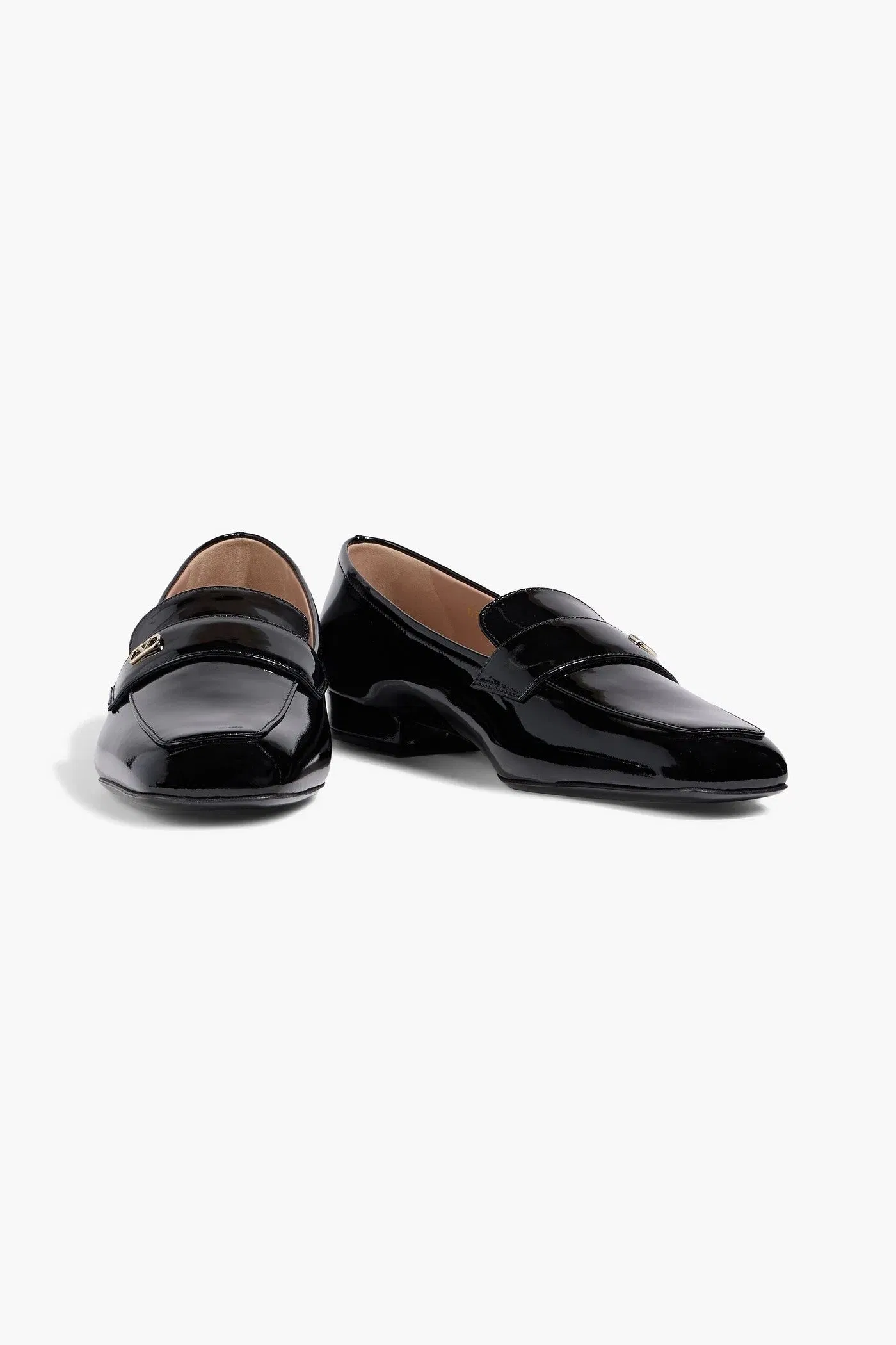 Valentino Garavani Vlogo Patent-Leather Loafers Black Women's